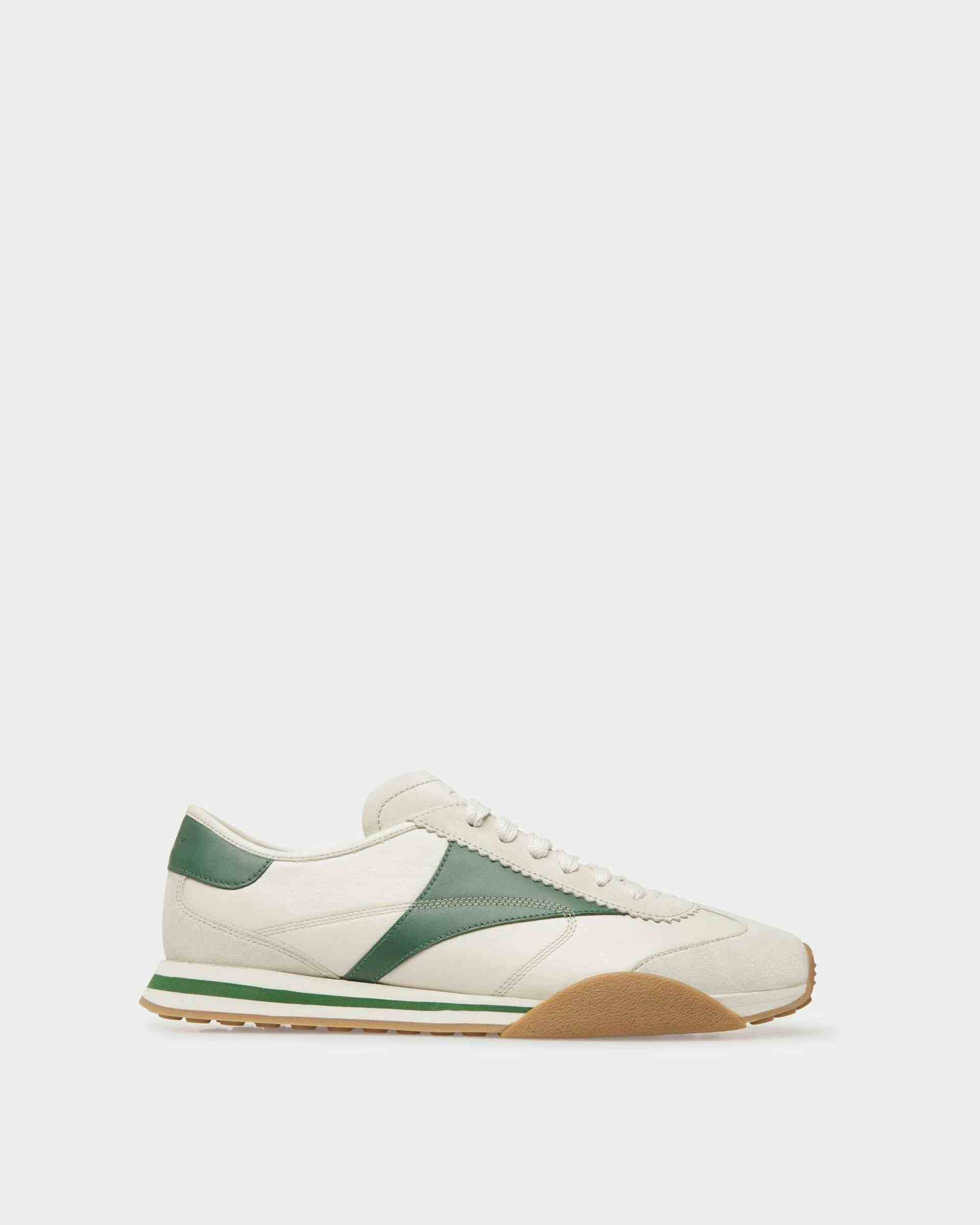Sussex Sneakers In Dusty White And Kelly Green Leather - Men's - Bally