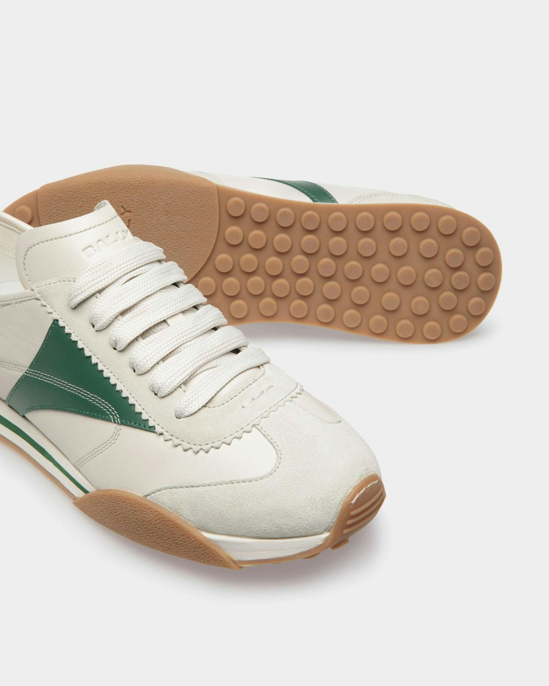 Men's Sussex Sneakers In Dusty White And Kelly Green Leather | Bally | Still Life Below