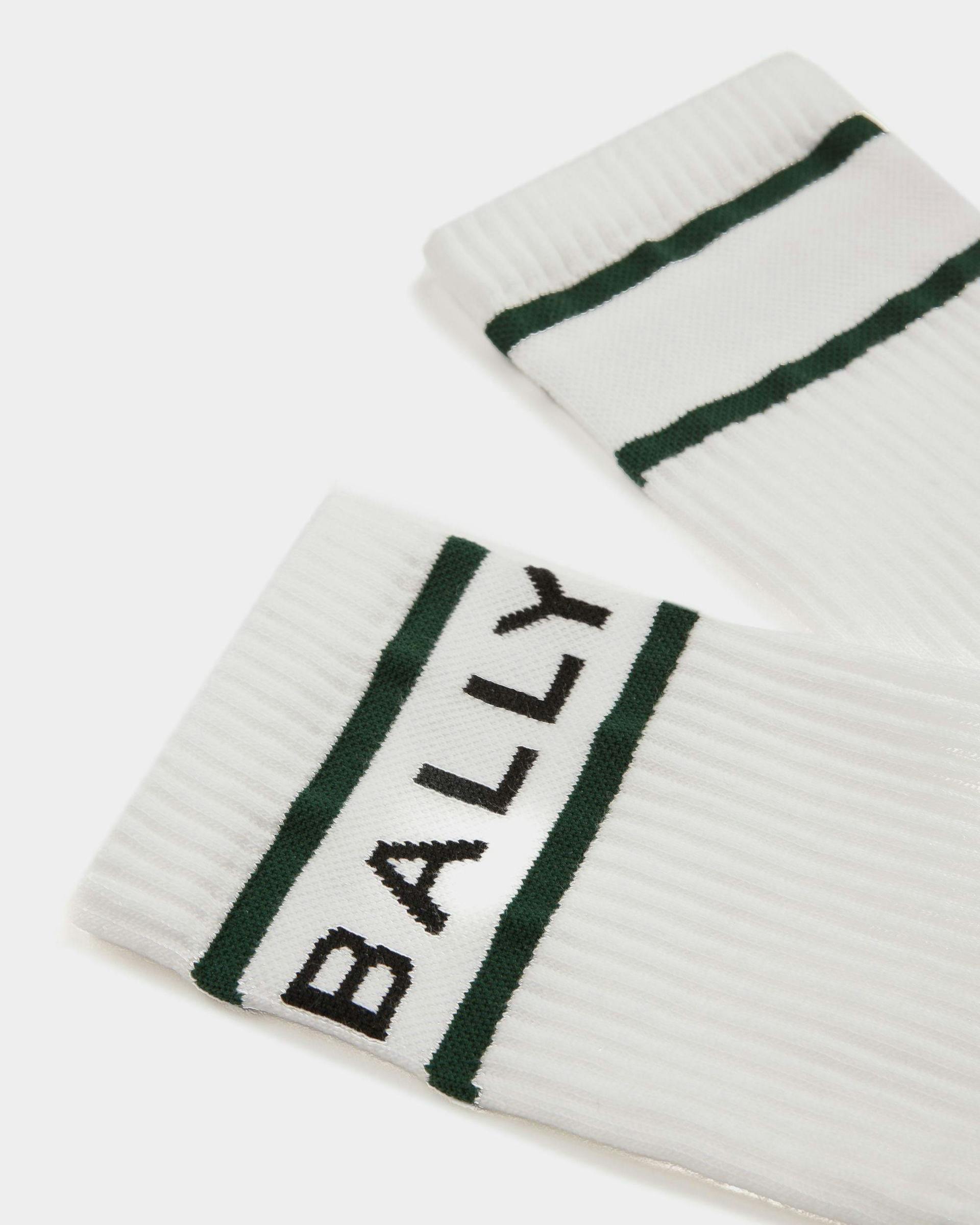 Bally Stripe Socks In White And Green - Men's - Bally - 02
