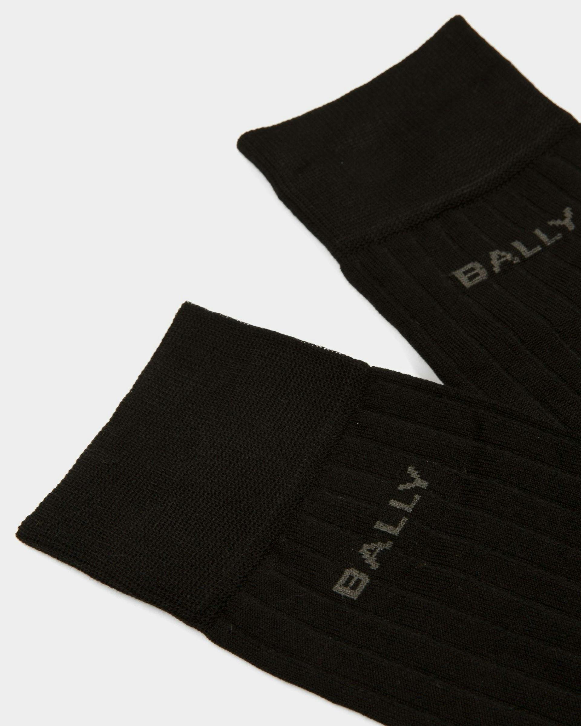 Logo Socks In Black Cotton Mix - Men's - Bally - 02