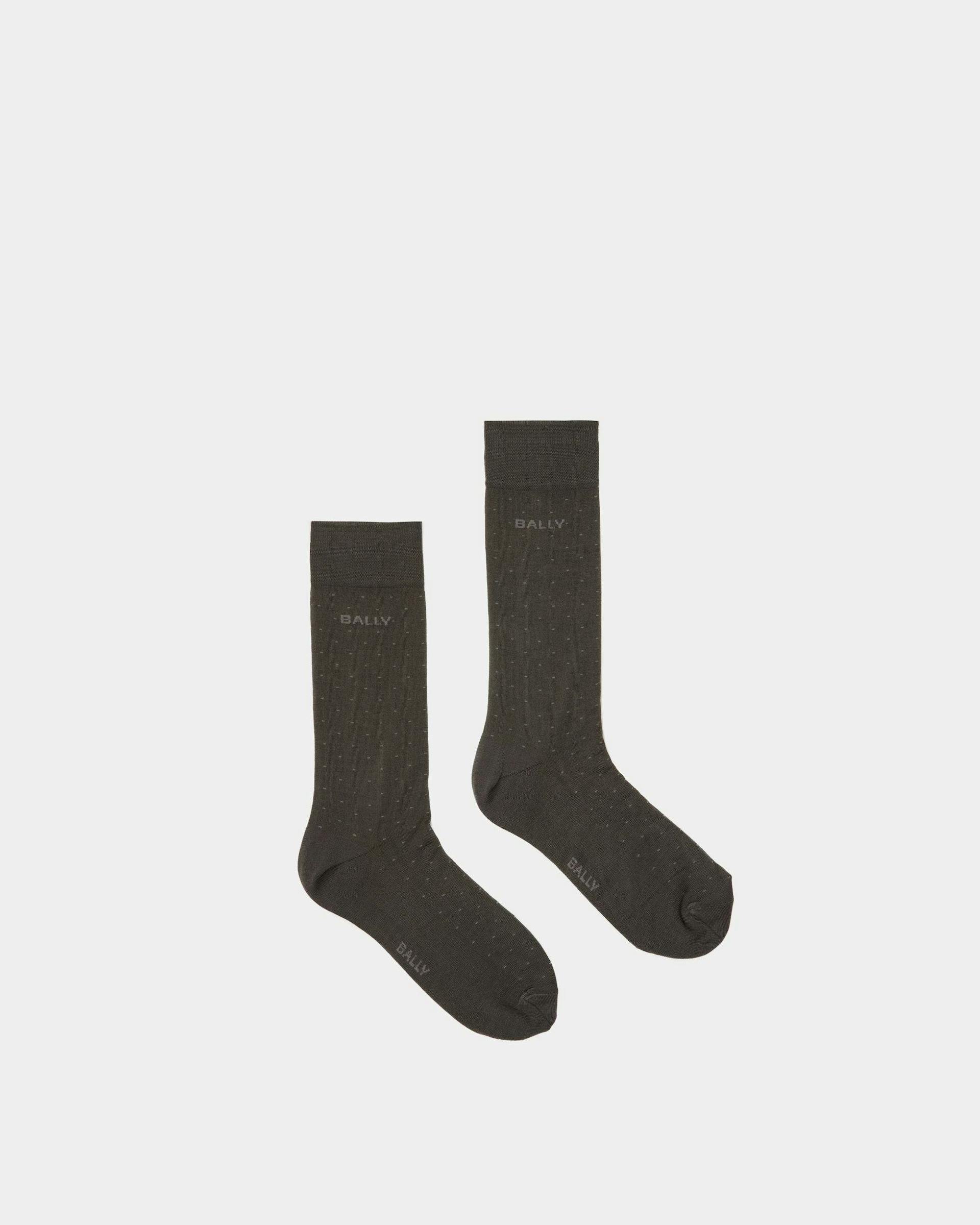 Men's Ribbed Logo Socks In Gray Cotton Mix | Bally | Still Life Top