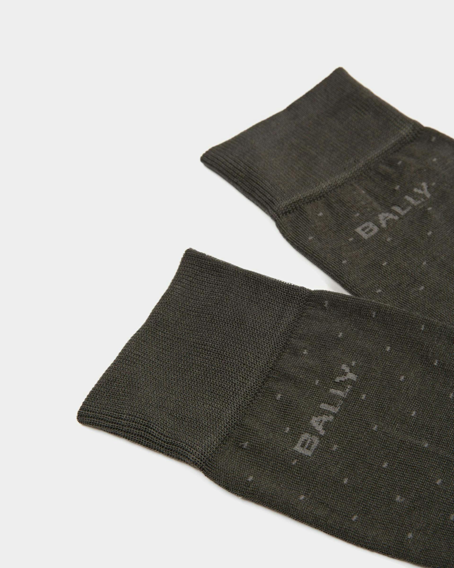 Men's Ribbed Logo Socks In Gray Cotton Mix | Bally | Still Life Detail