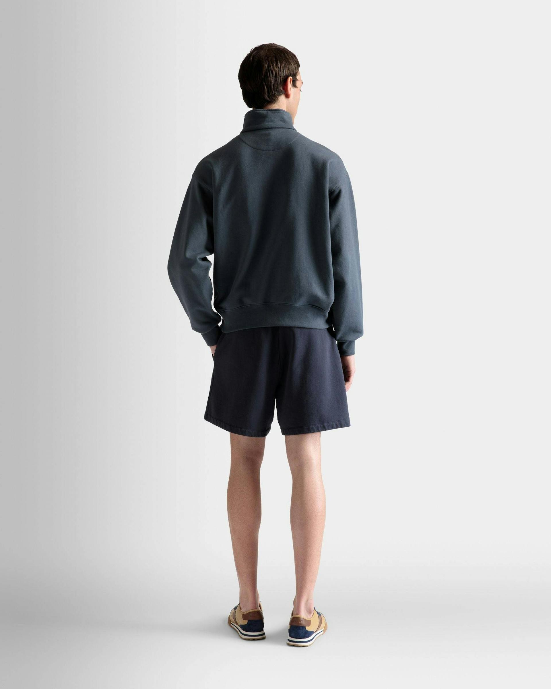 Sweatpant Shorts In Midnight Cotton - Men's - Bally - 05