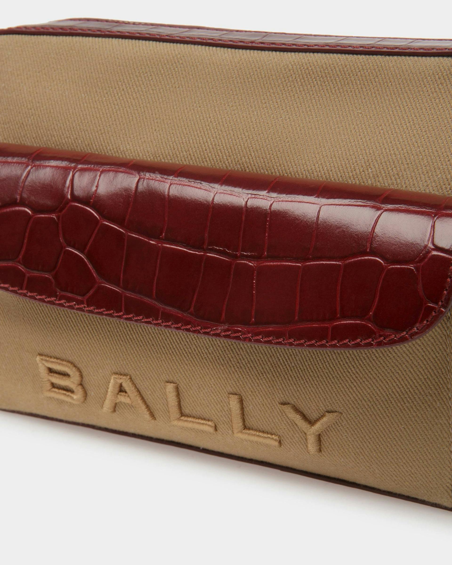 Bar Crossbody Bag In Sand And Burgundy Fabric - Women's - Bally - 06