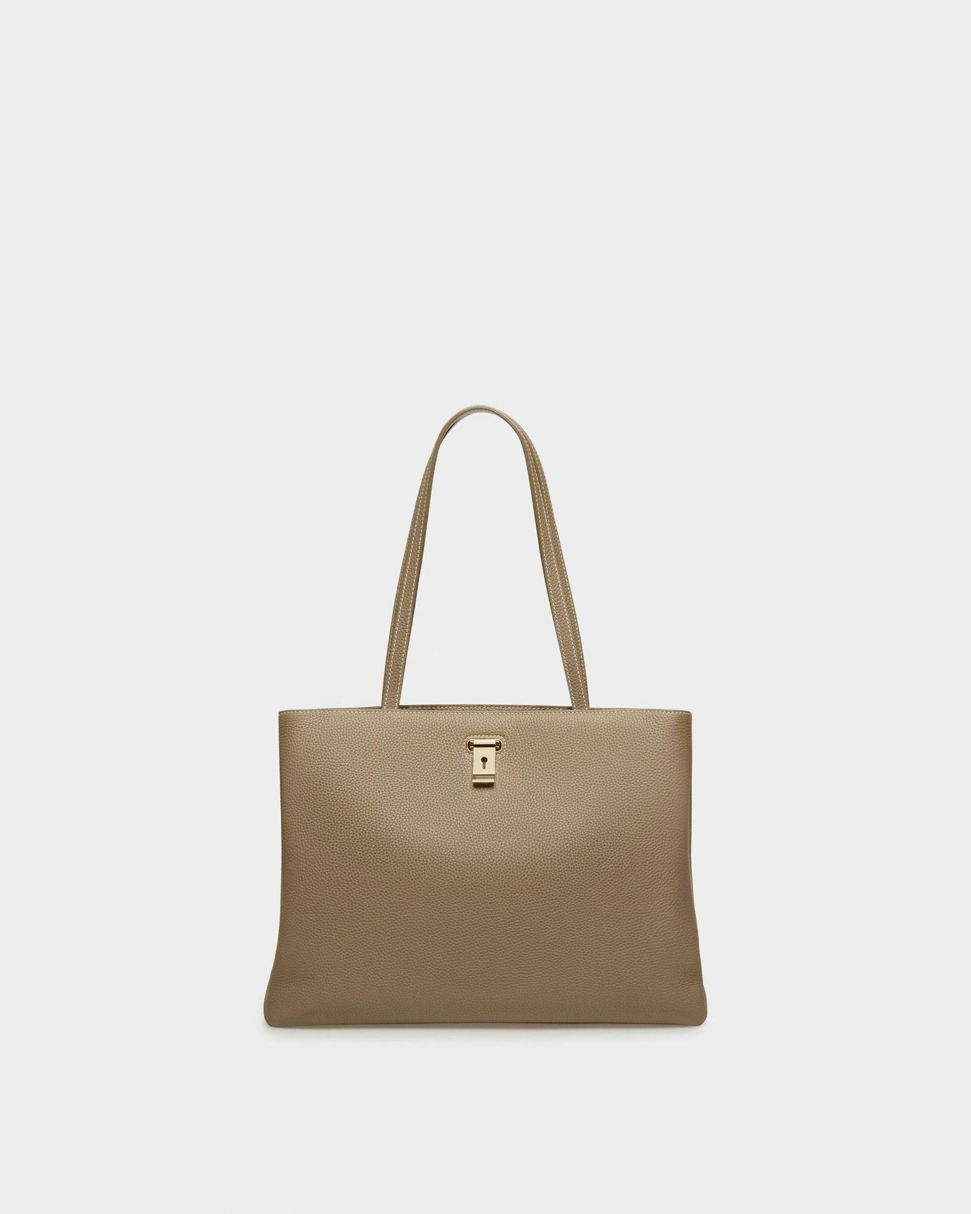 Lock Me Tote Bag In Light Brown Leather - Women's - Bally - 01