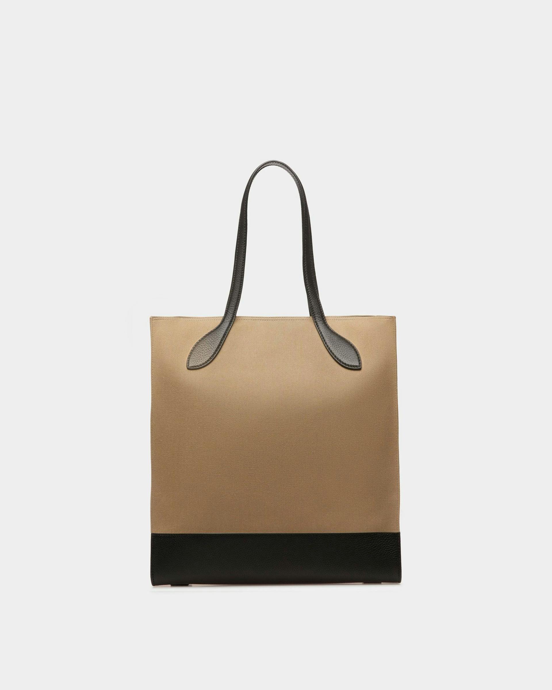 Bar Tote Bag In Sand And Black Fabric - Women's - Bally - 03