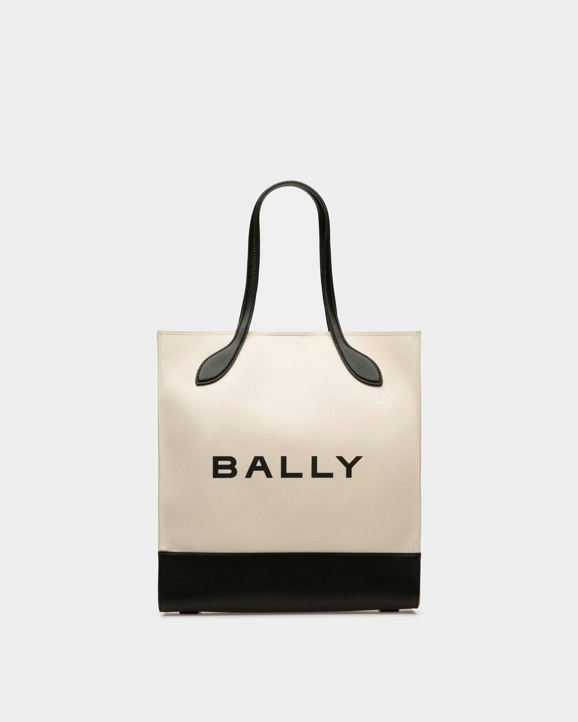 Women's Bar Tote Bag In Natural And Black Fabric | Bally | Still Life Front