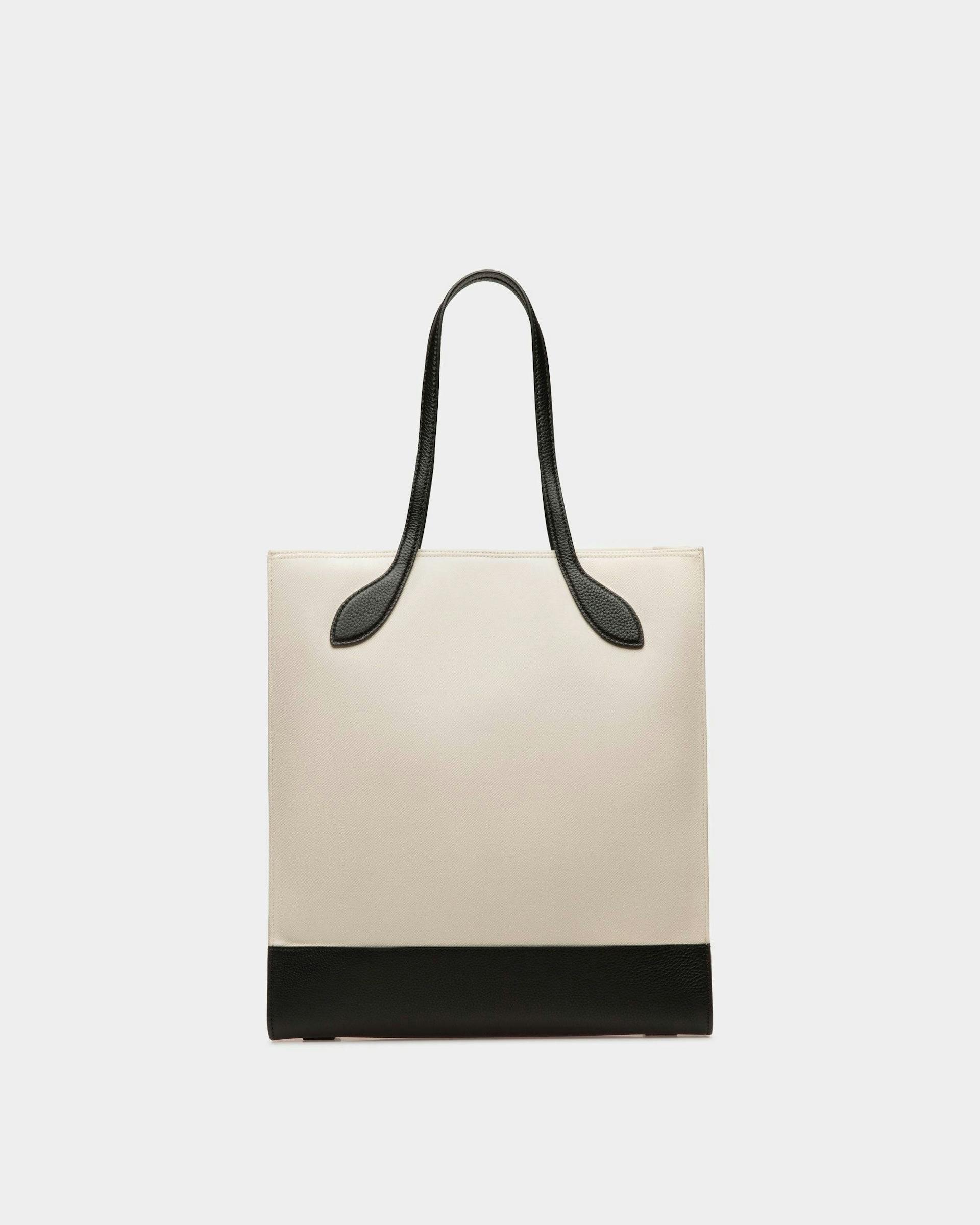 Bar Tote Bag In Natural And Black Fabric - Women's - Bally - 02