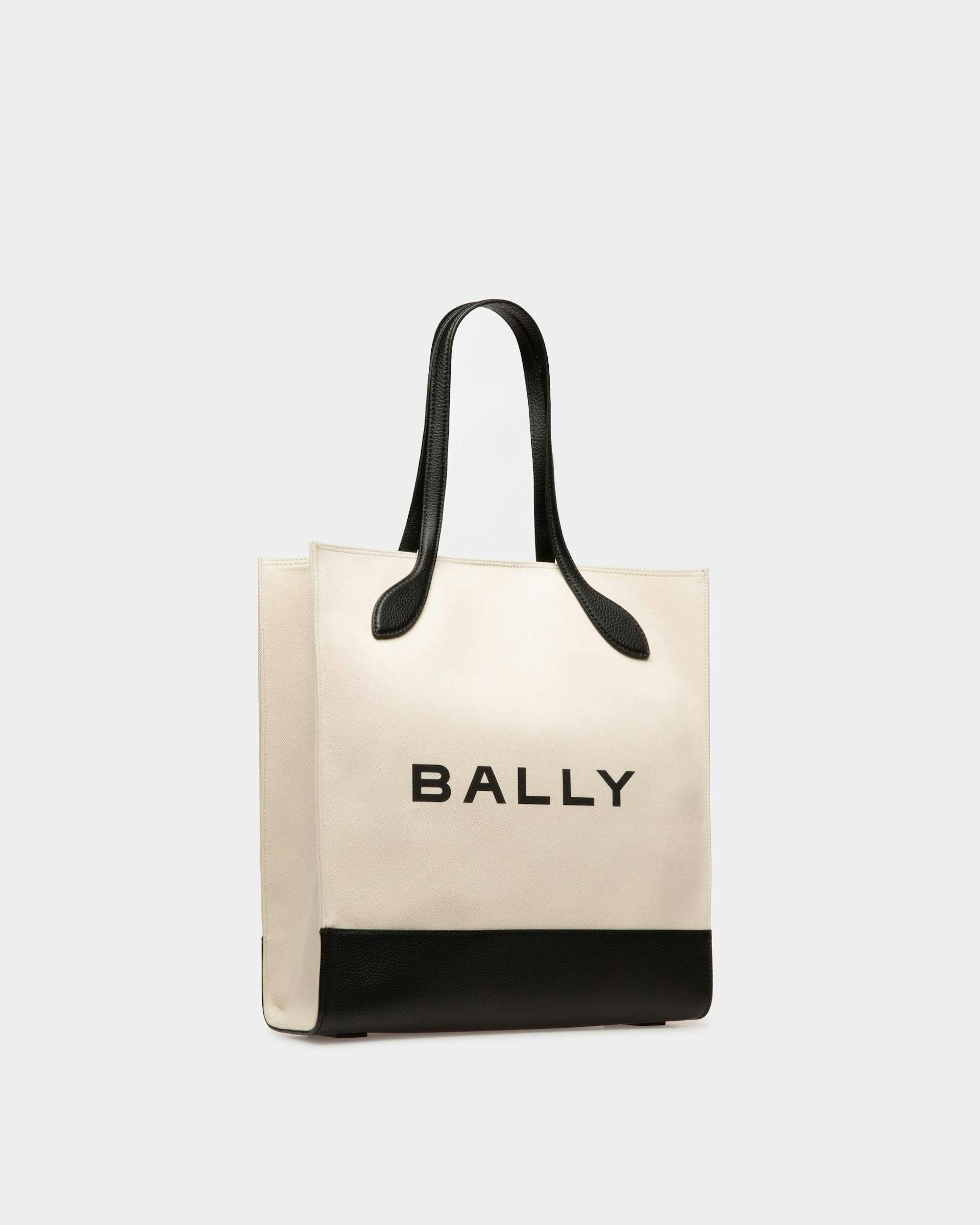 Bar Tote Bag In Natural And Black Fabric - Women's - Bally - 03