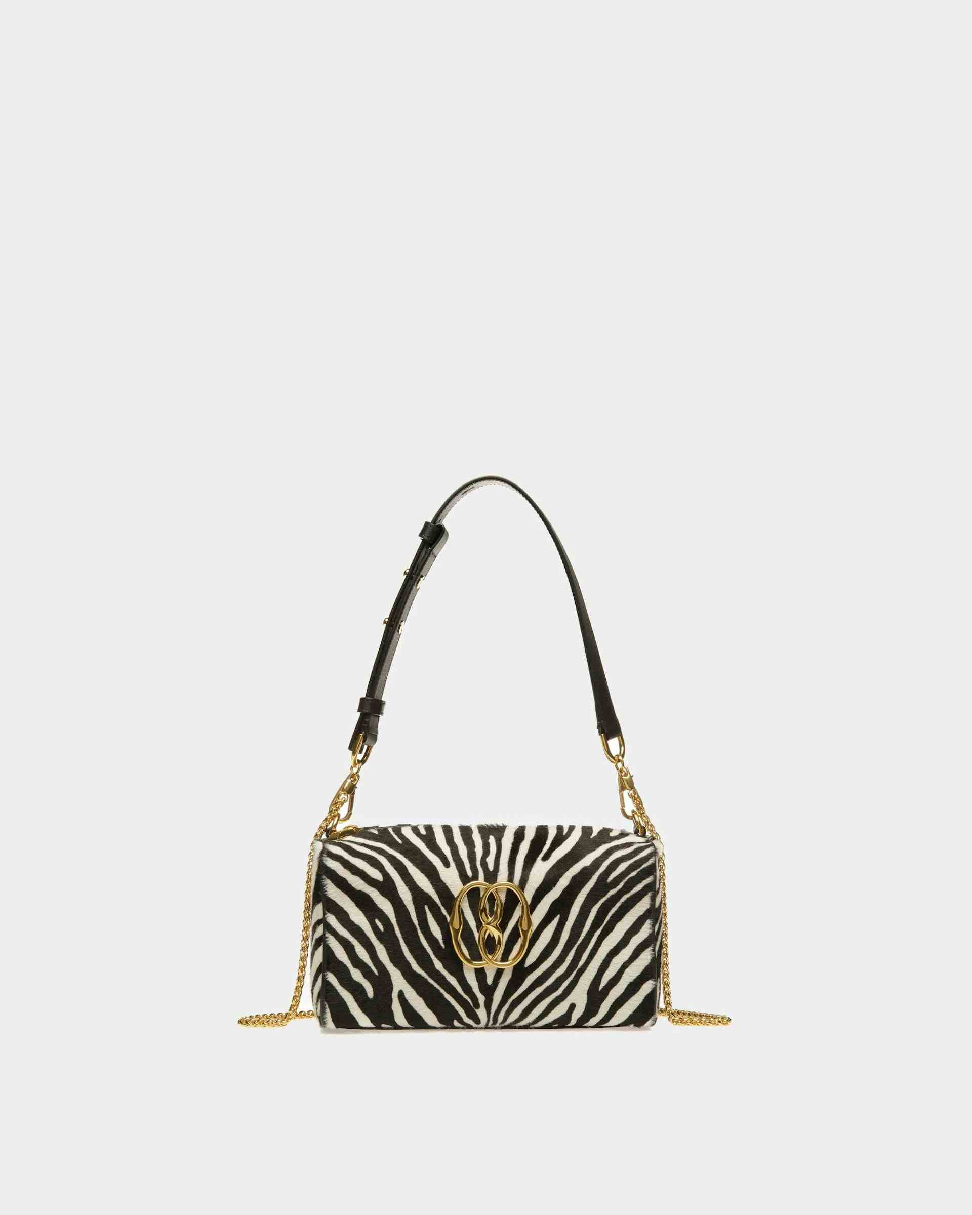 Emblem Minibag In White And Black Haircalf Leather - Women's - Bally