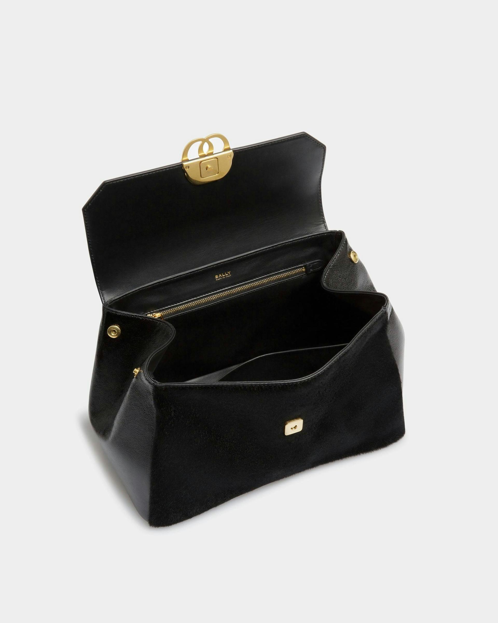Emblem Shoulder Bag In Black Haircalf Leather - Women's - Bally - 05