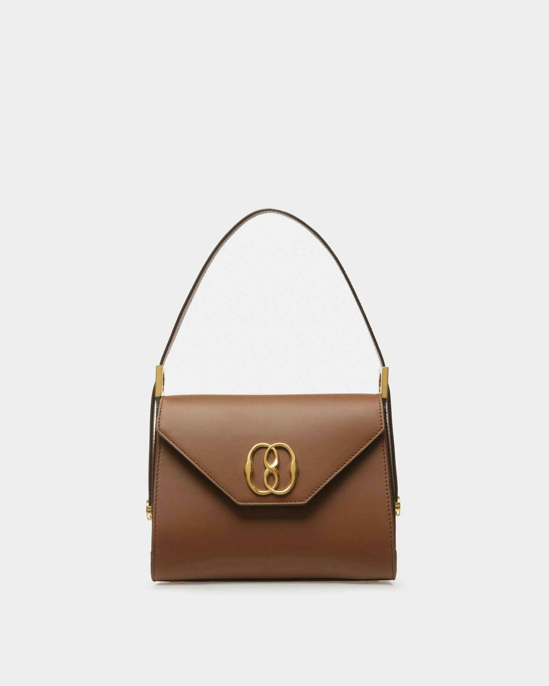 Women's Emblem Top Handle Bag In Brown Leather | Bally | Still Life Front