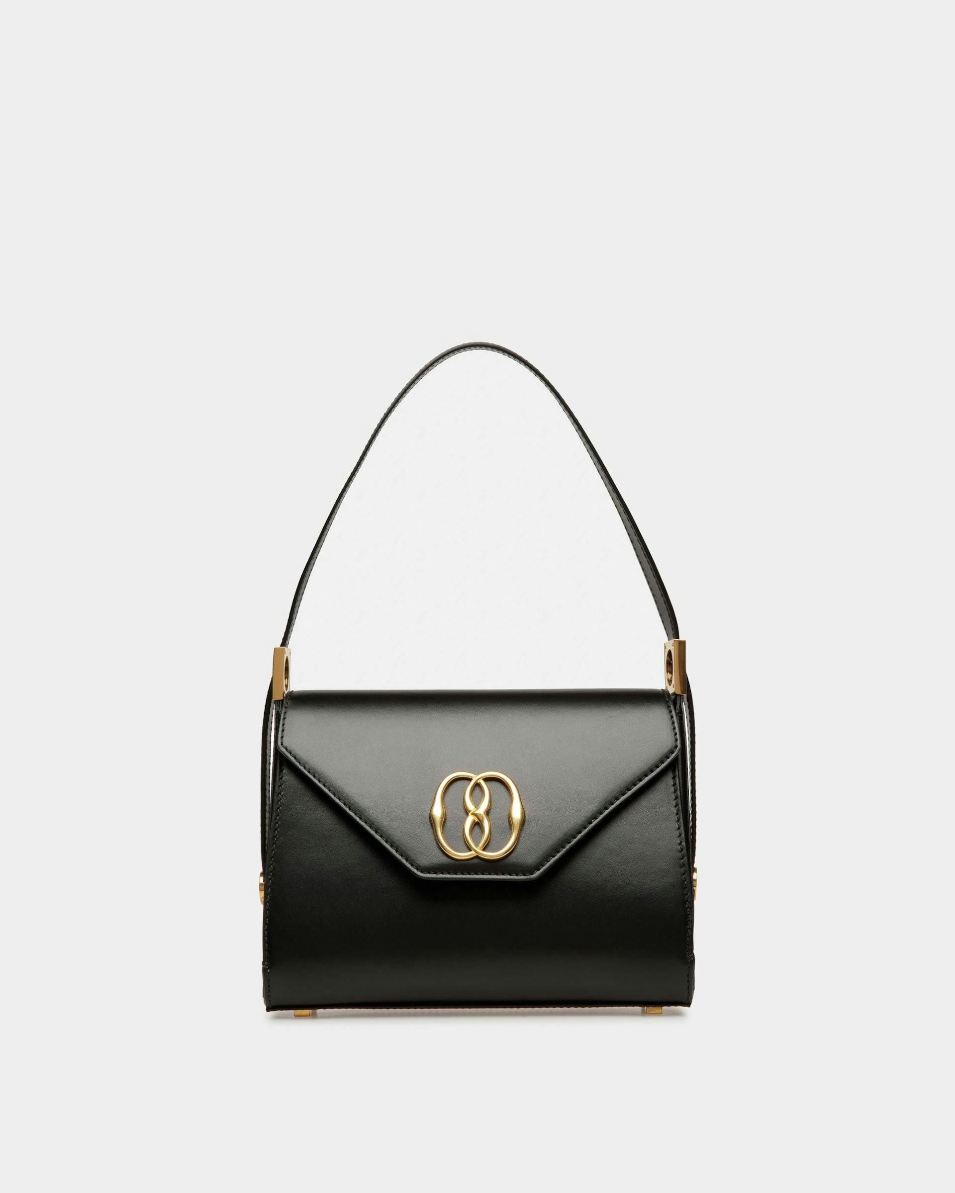 Emblem Top Handle Bag In Black Leather - Women's - Bally - 01