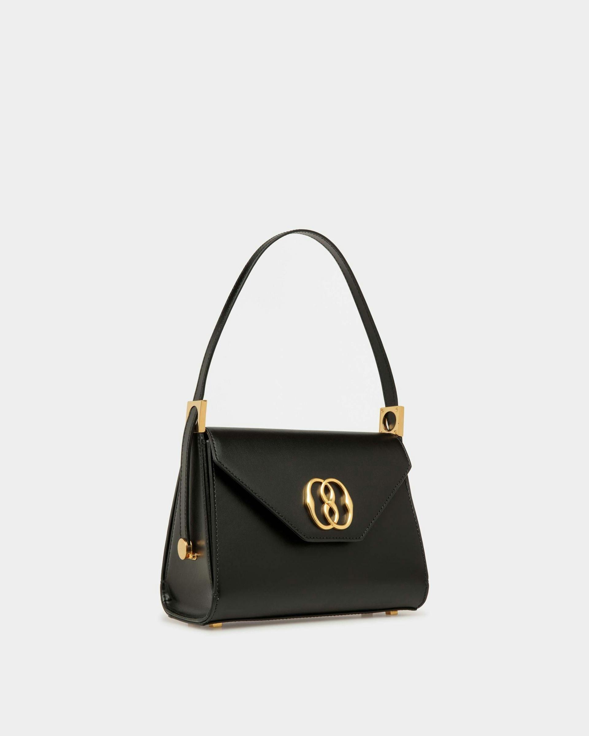 Emblem Top Handle Bag In Black Leather - Women's - Bally - 03