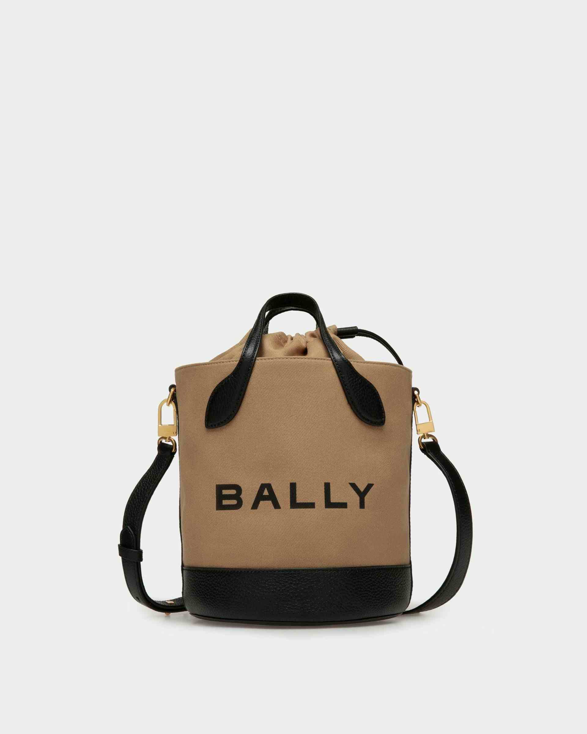 Bar Bucket Bag In Sand And Black Fabric - Women's - Bally