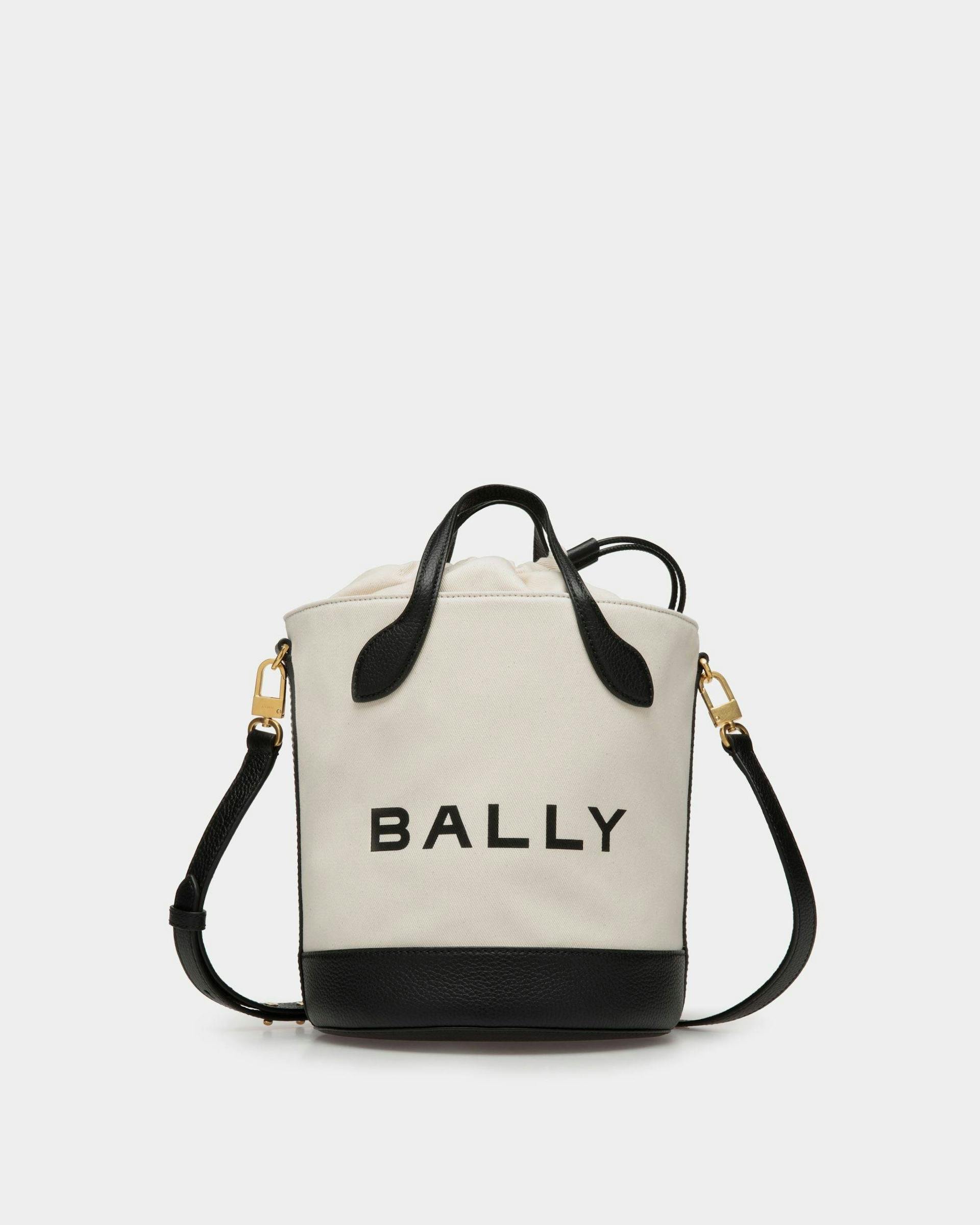 Bar Bucket Bag In Natural And Black Fabric - Women's - Bally - 01
