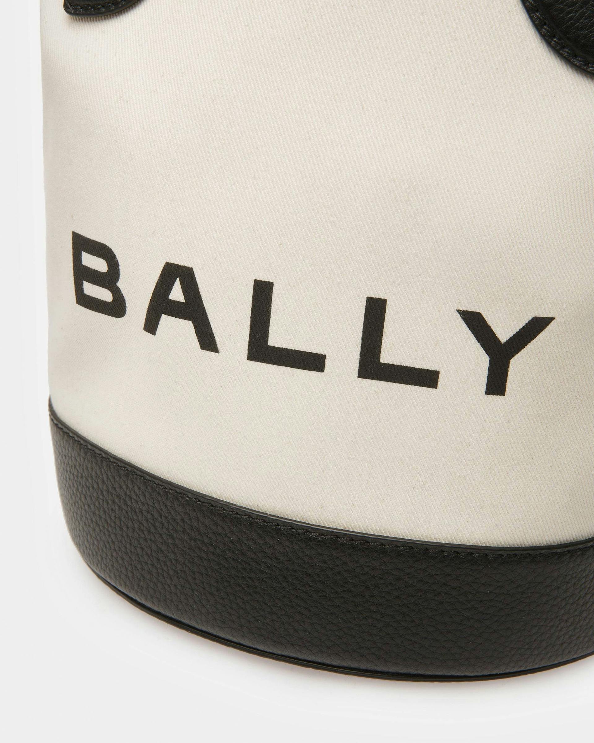Bar Bucket Bag In Natural And Black Fabric - Women's - Bally - 06