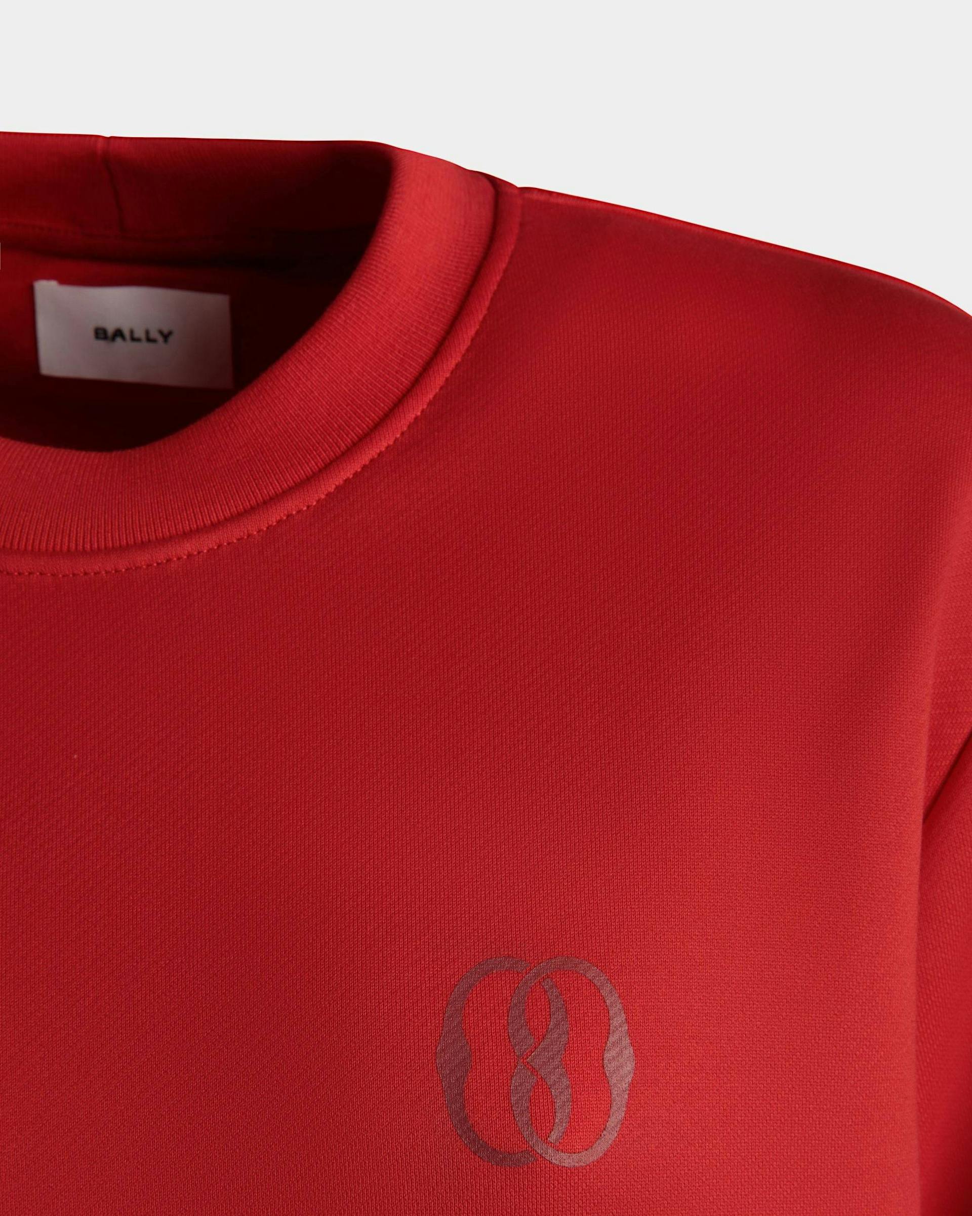 Women's Crewneck Sweatshirt In Red Cotton | Bally | On Model Detail