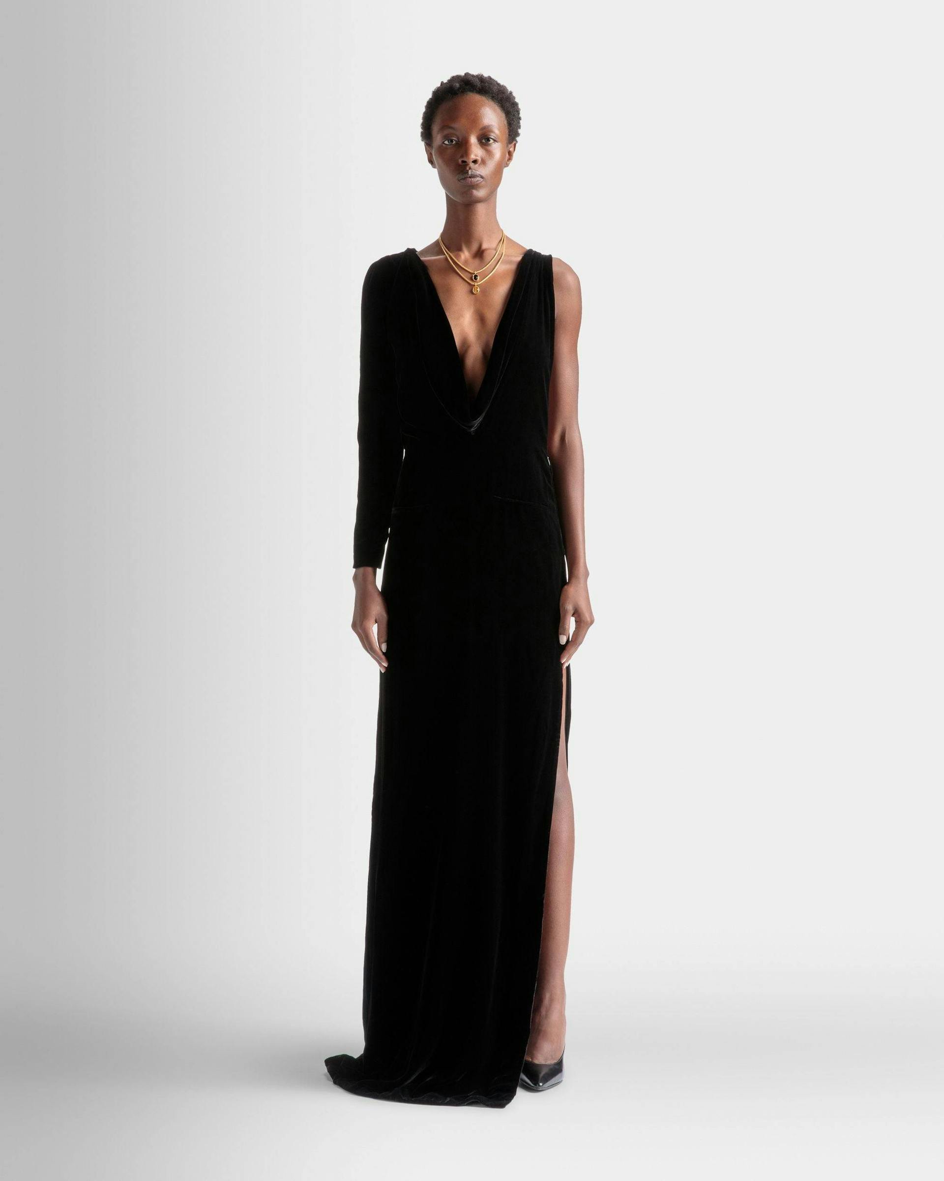 Asymmetric Dress In Black Silk Mix - Women's - Bally - 02
