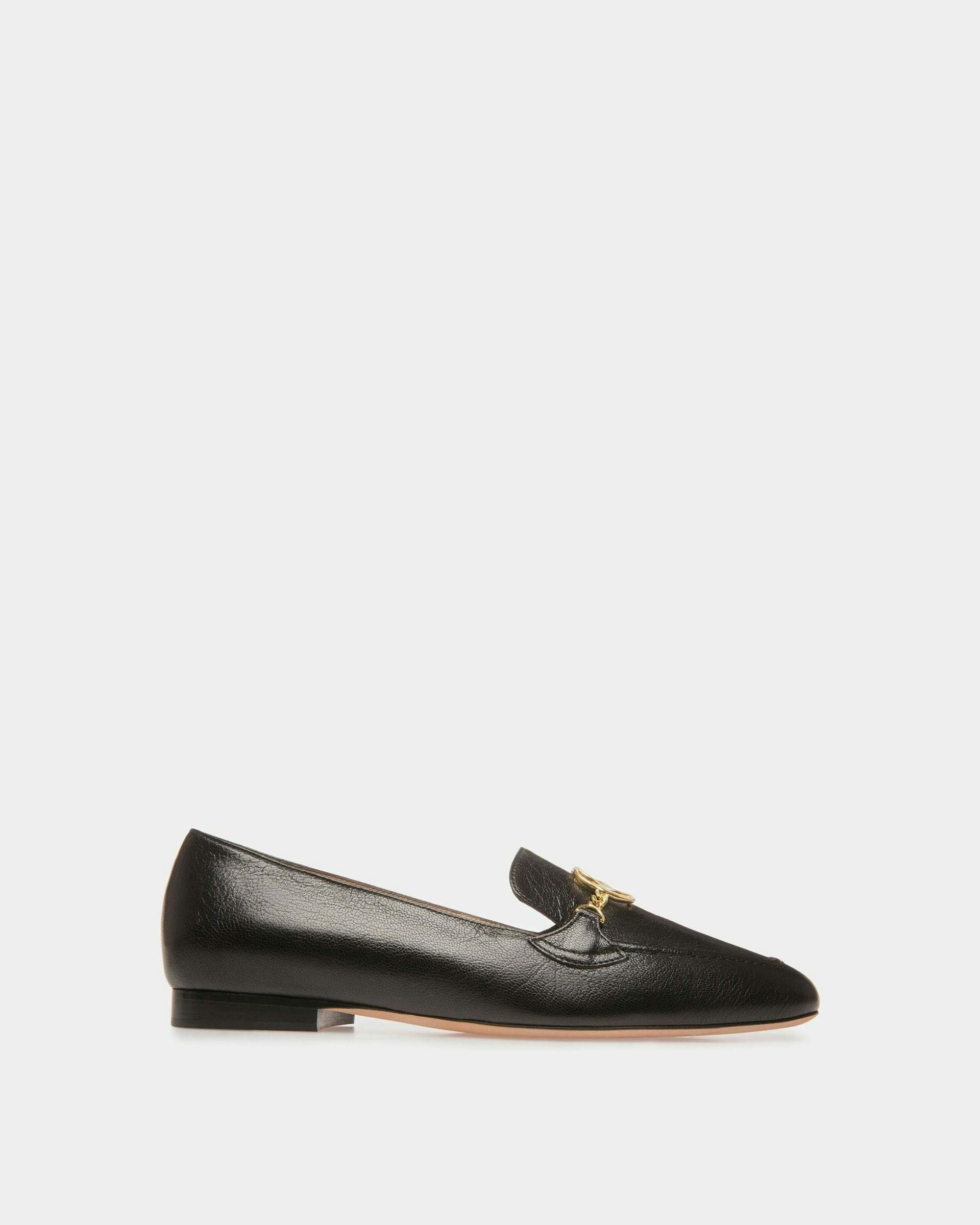 Daily Emblem Loafers In Black Leather - Women's - Bally - 01
