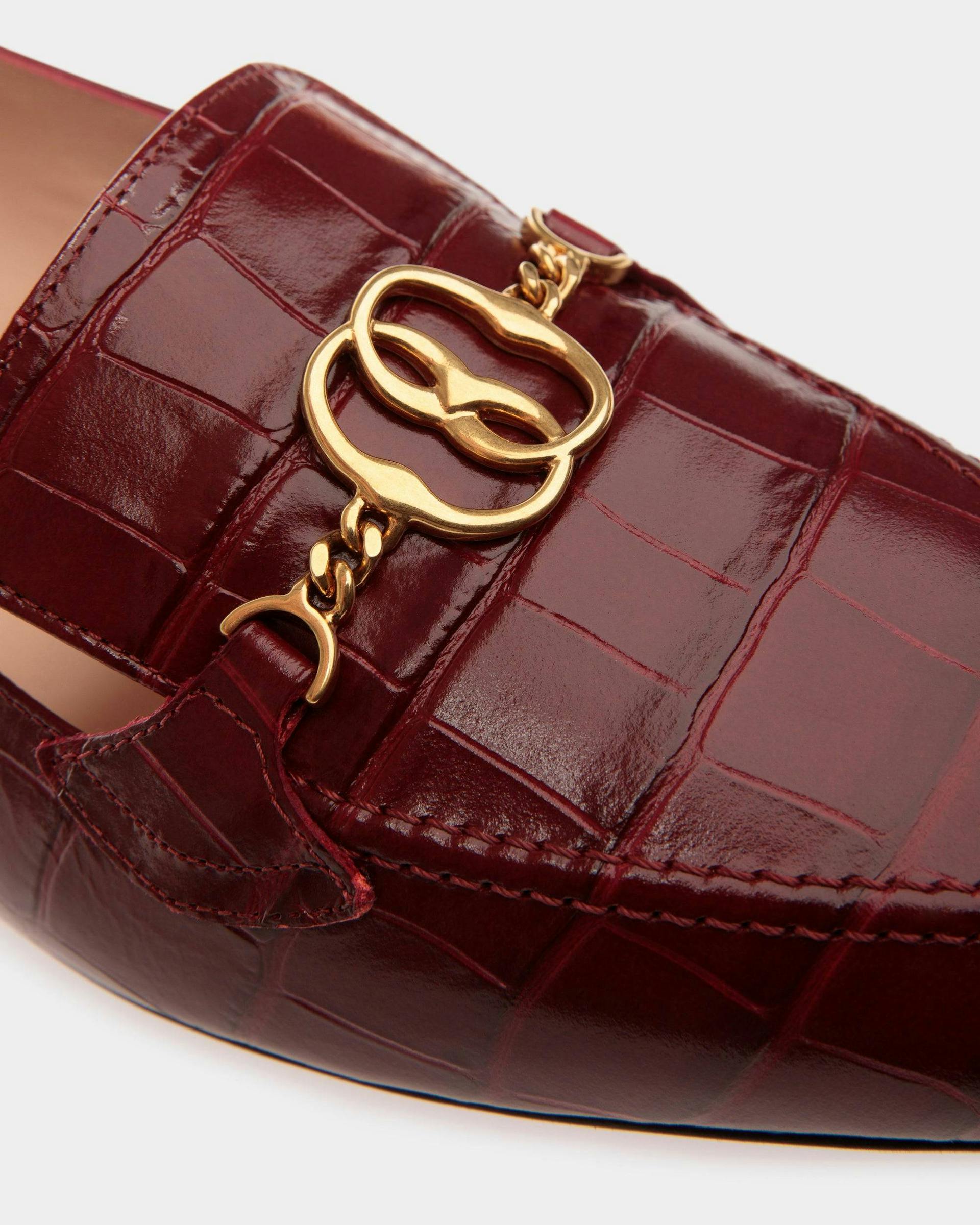 Daily Emblem Loafers In Burgundy Leather - Women's - Bally - 05