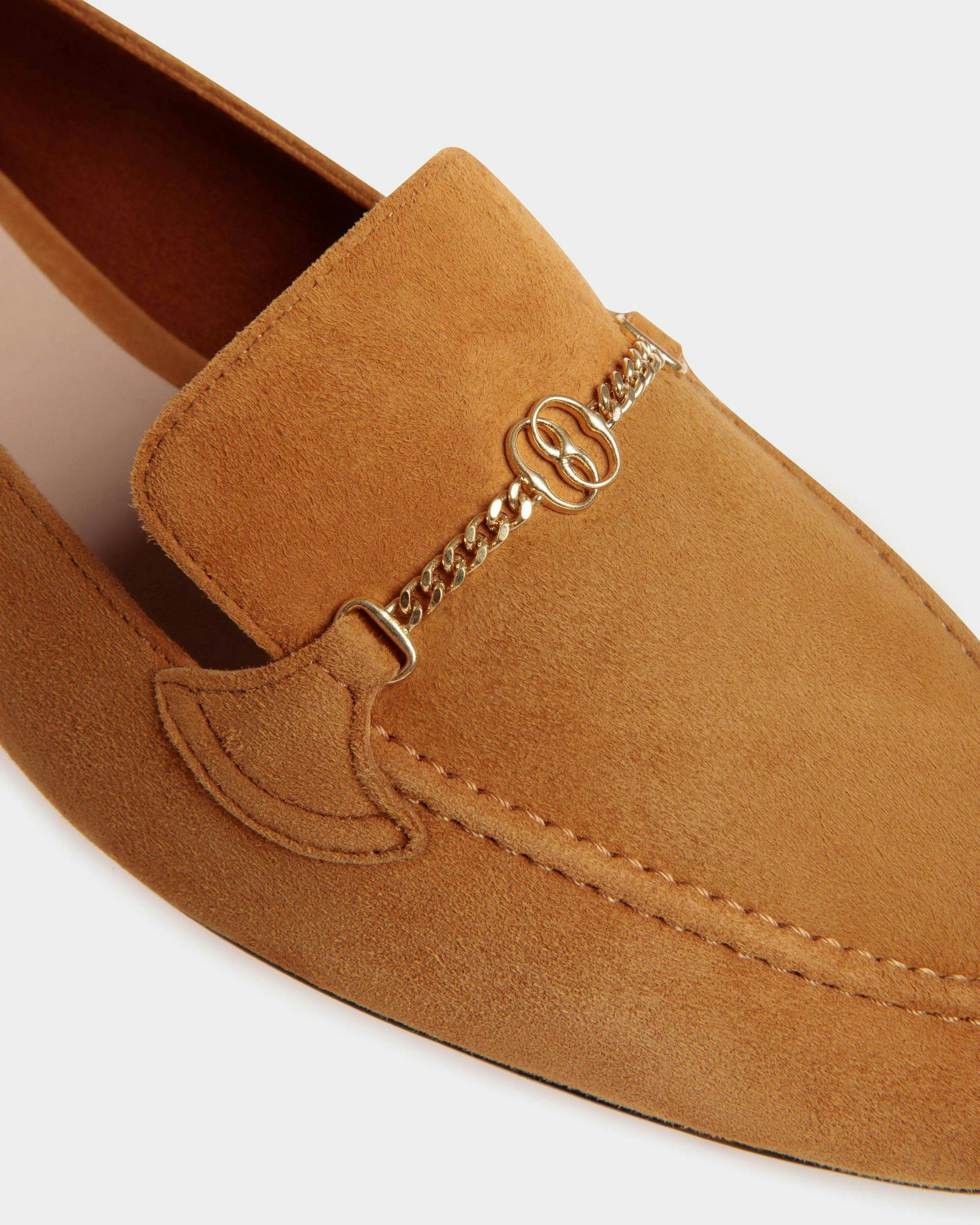 Women's Daily Emblem Loafer in Brown Suede | Bally | Still Life Detail
