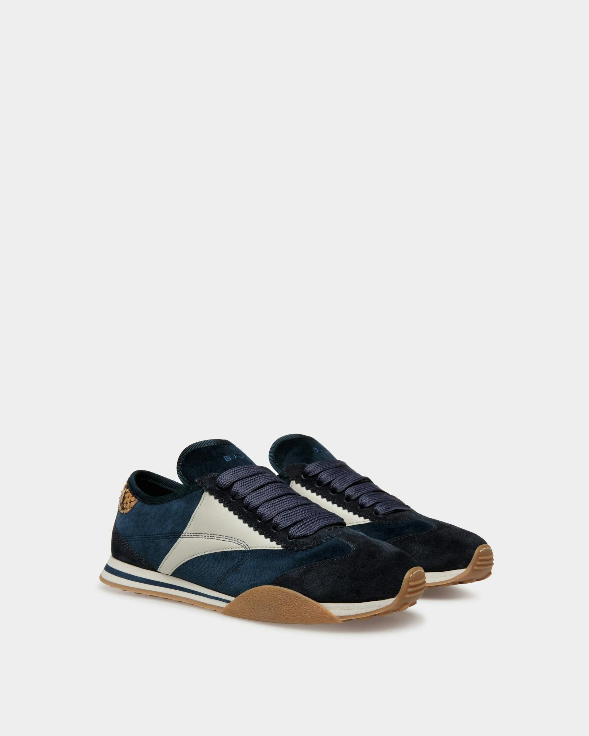 Sussex Sneakers In Midnight And Dusty White Leather And Cotton - Women's - Bally - 02