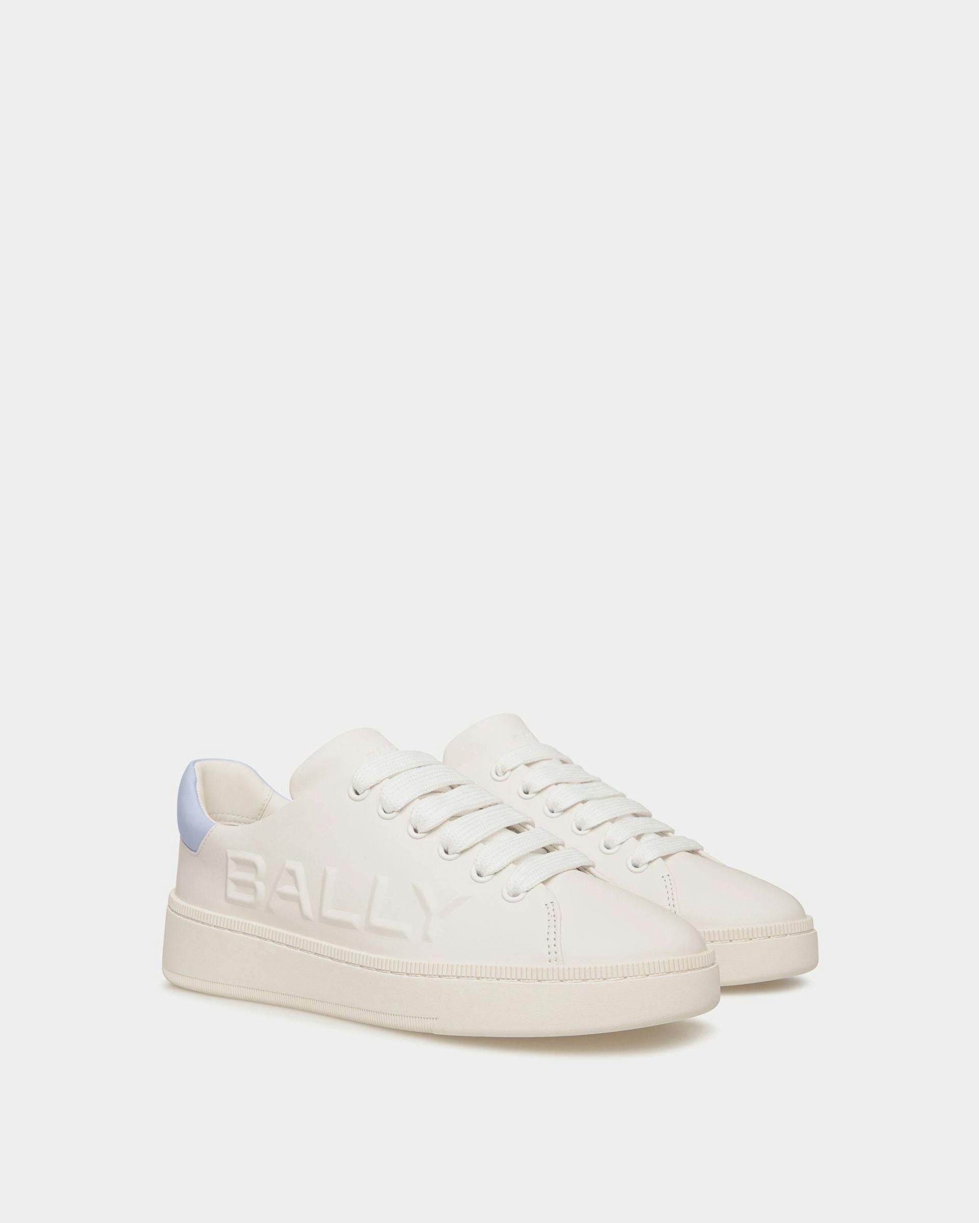Women's Raise Sneaker in White And Light Blue Leather | Bally | Still Life 3/4 Front