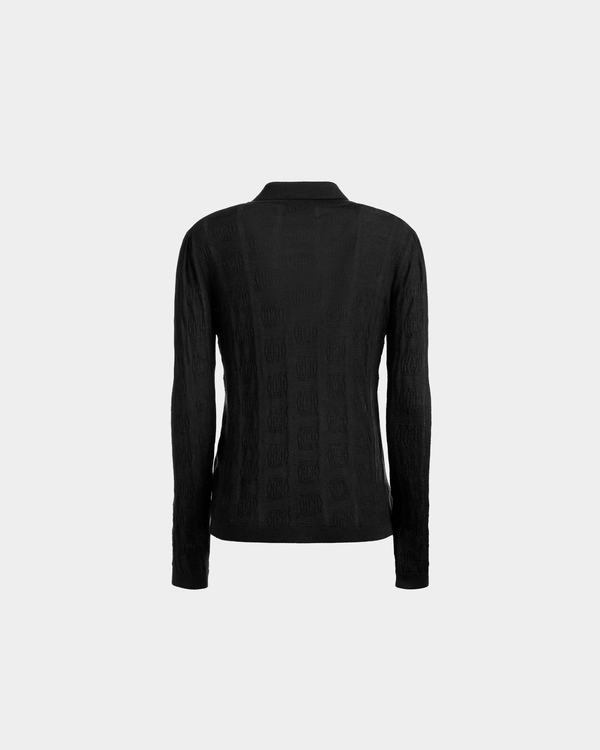Knit Detail Long Sleeve Polo In Black Wool - Women's - Bally - 06