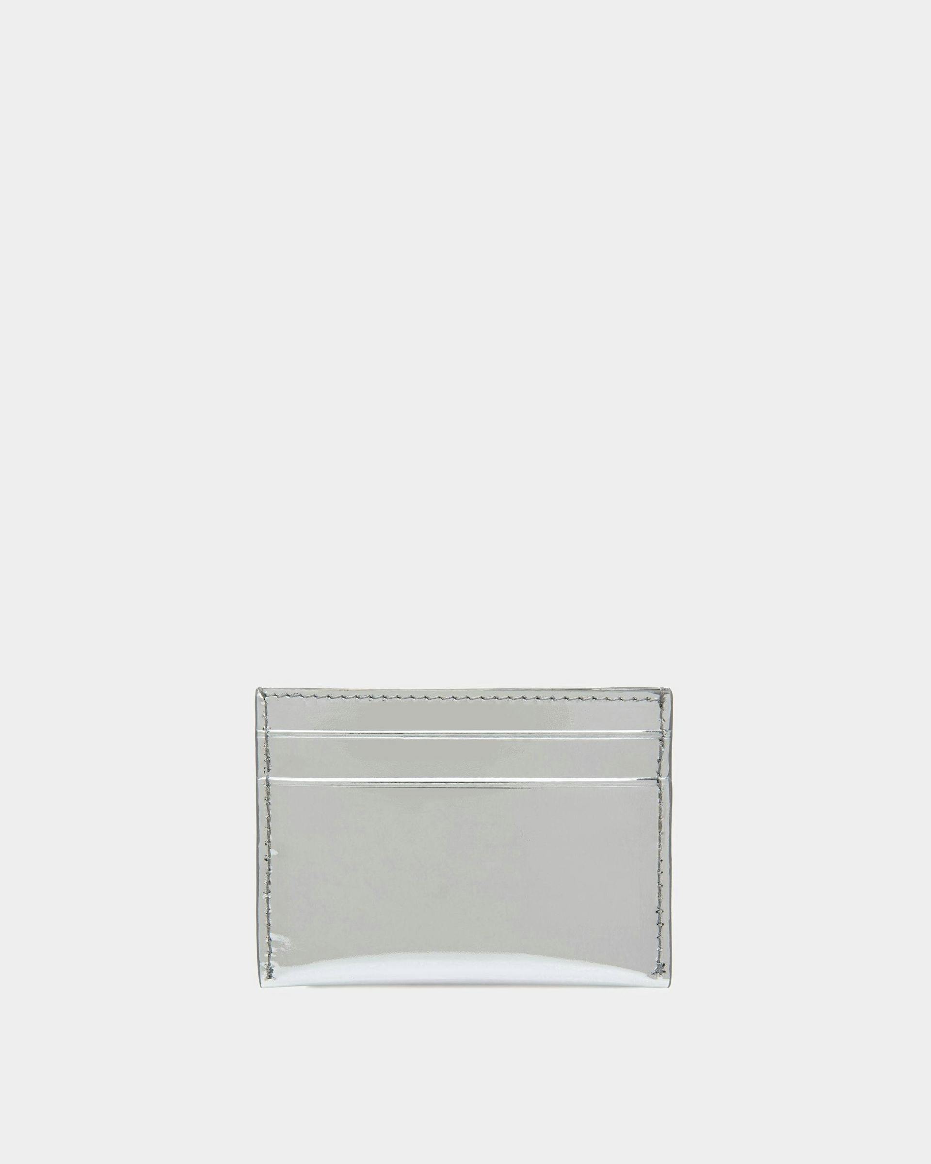 Emblem Business Card Holder In Silver Leather - Women's - Bally - 02