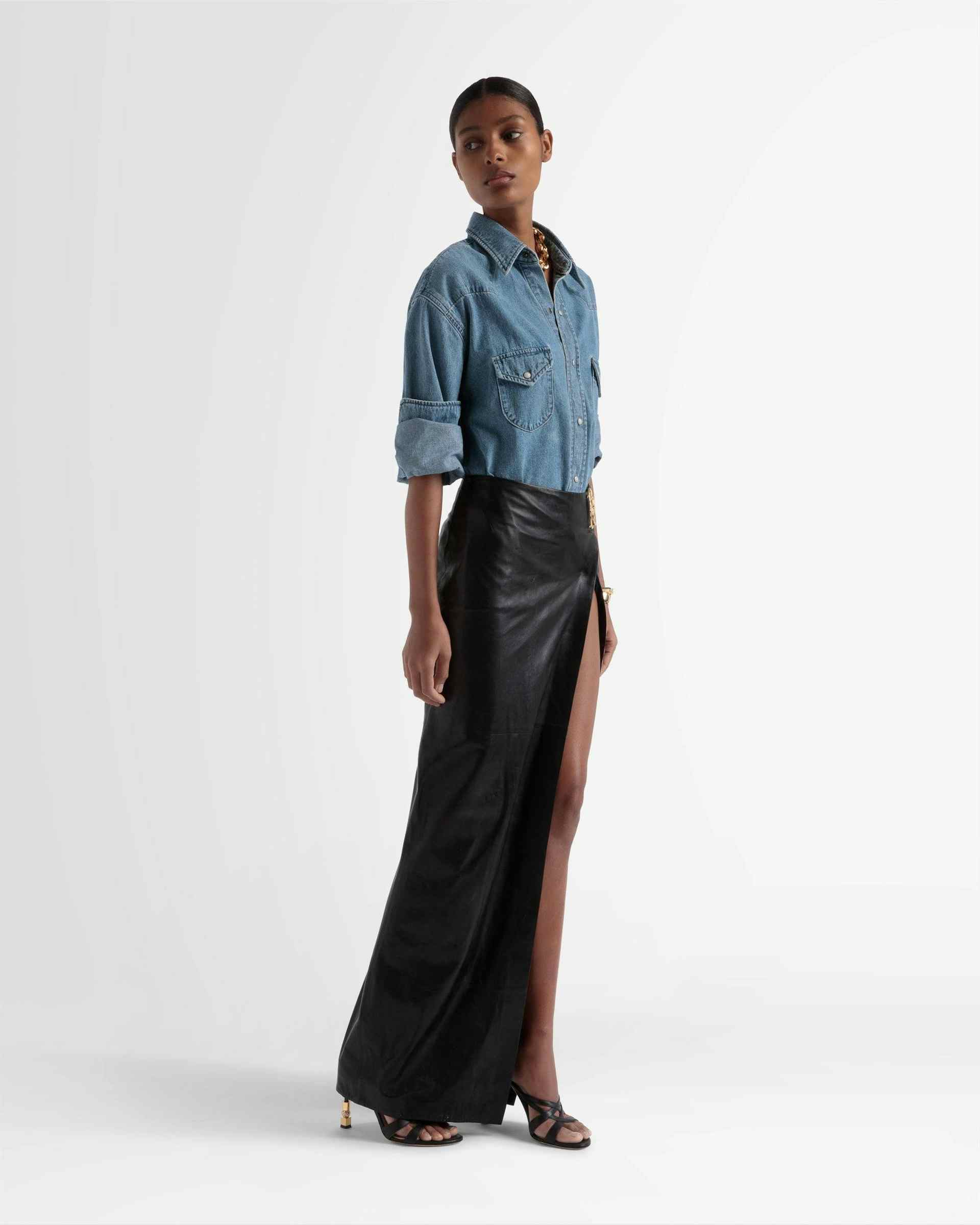 Side Split Leather Skirt