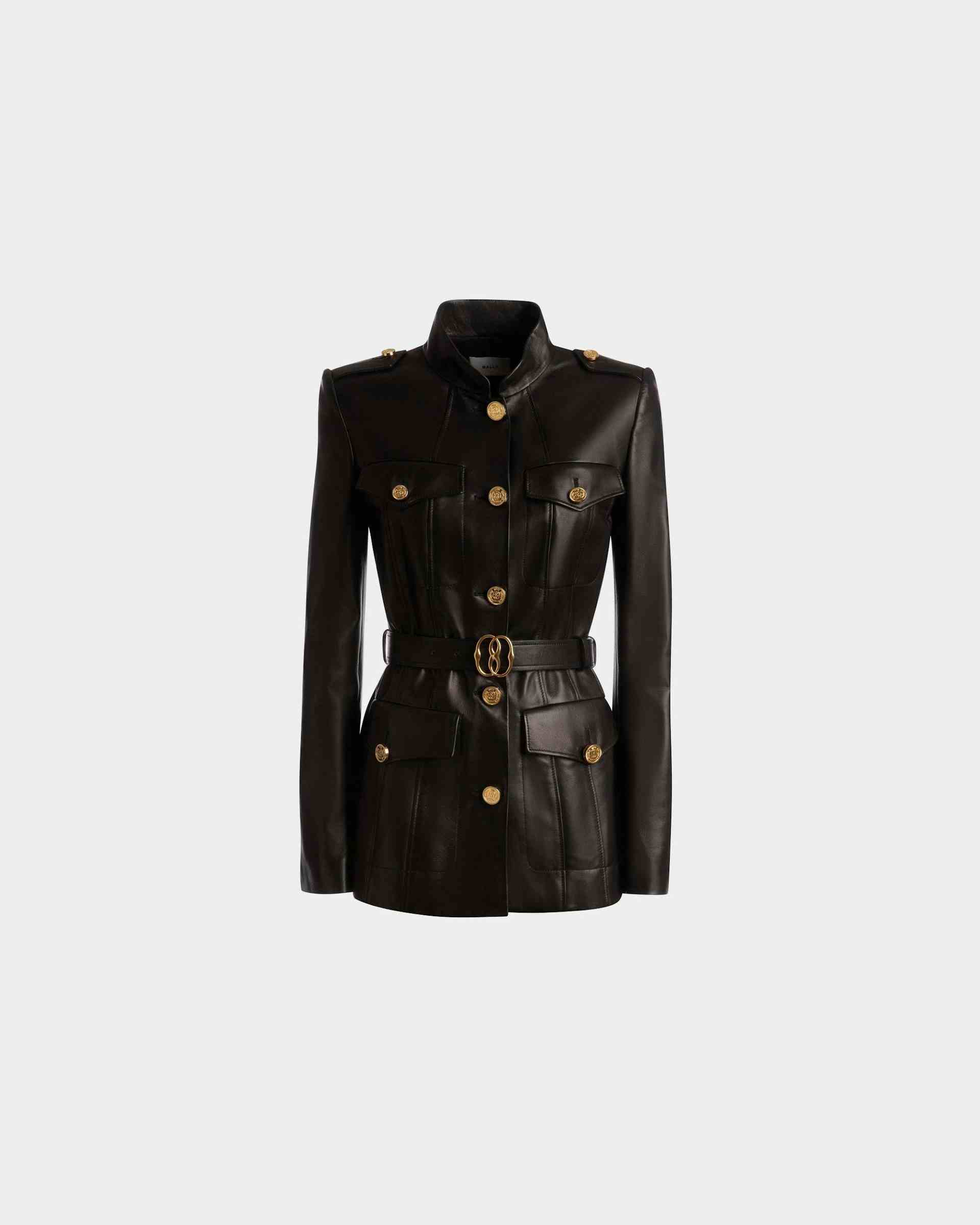 Belted Jacket In Black Leather - Women's - Bally
