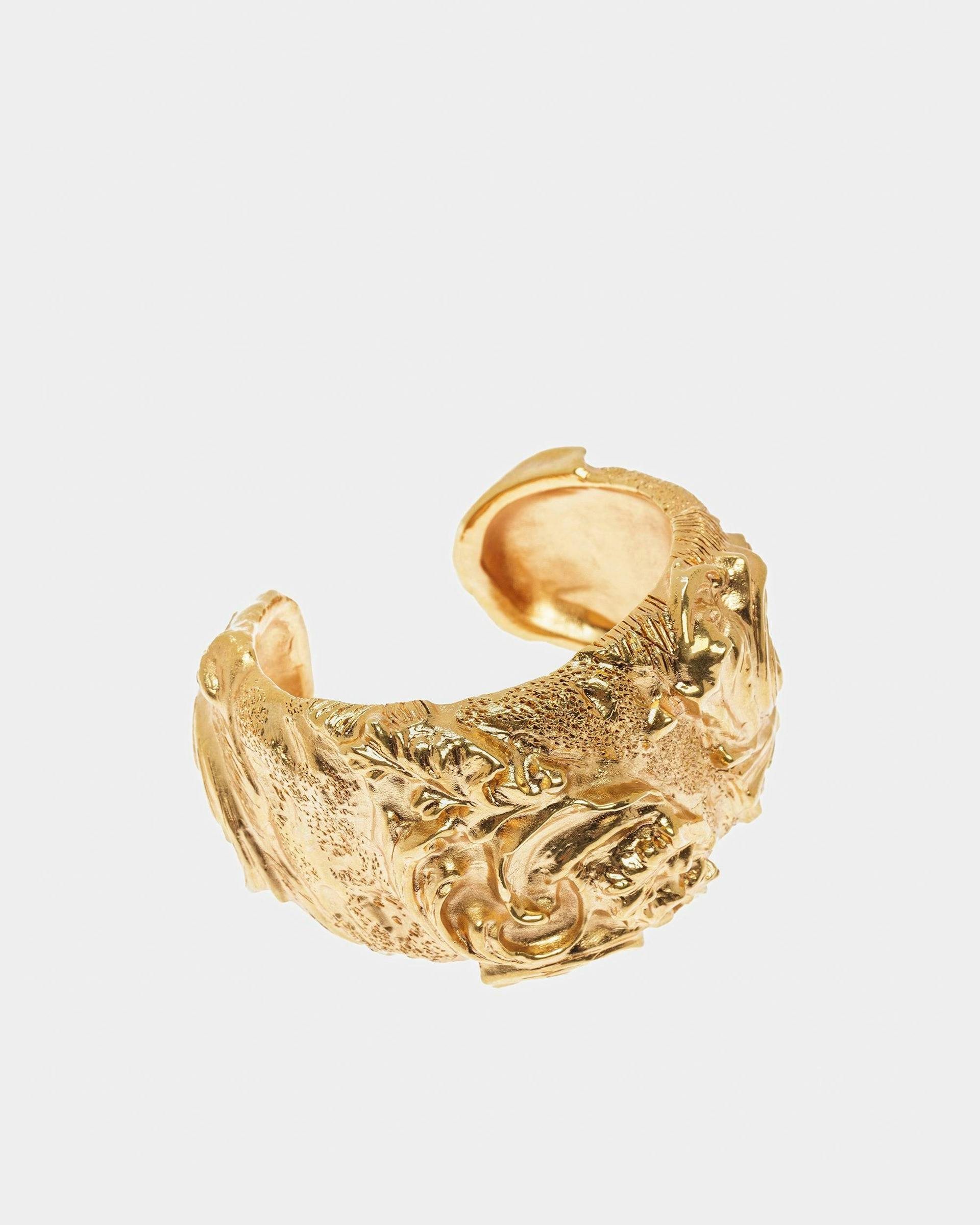 Sculptural-Effect Chunky Cuff Bracelet In Yellow-Gold - Women's - Bally - 01