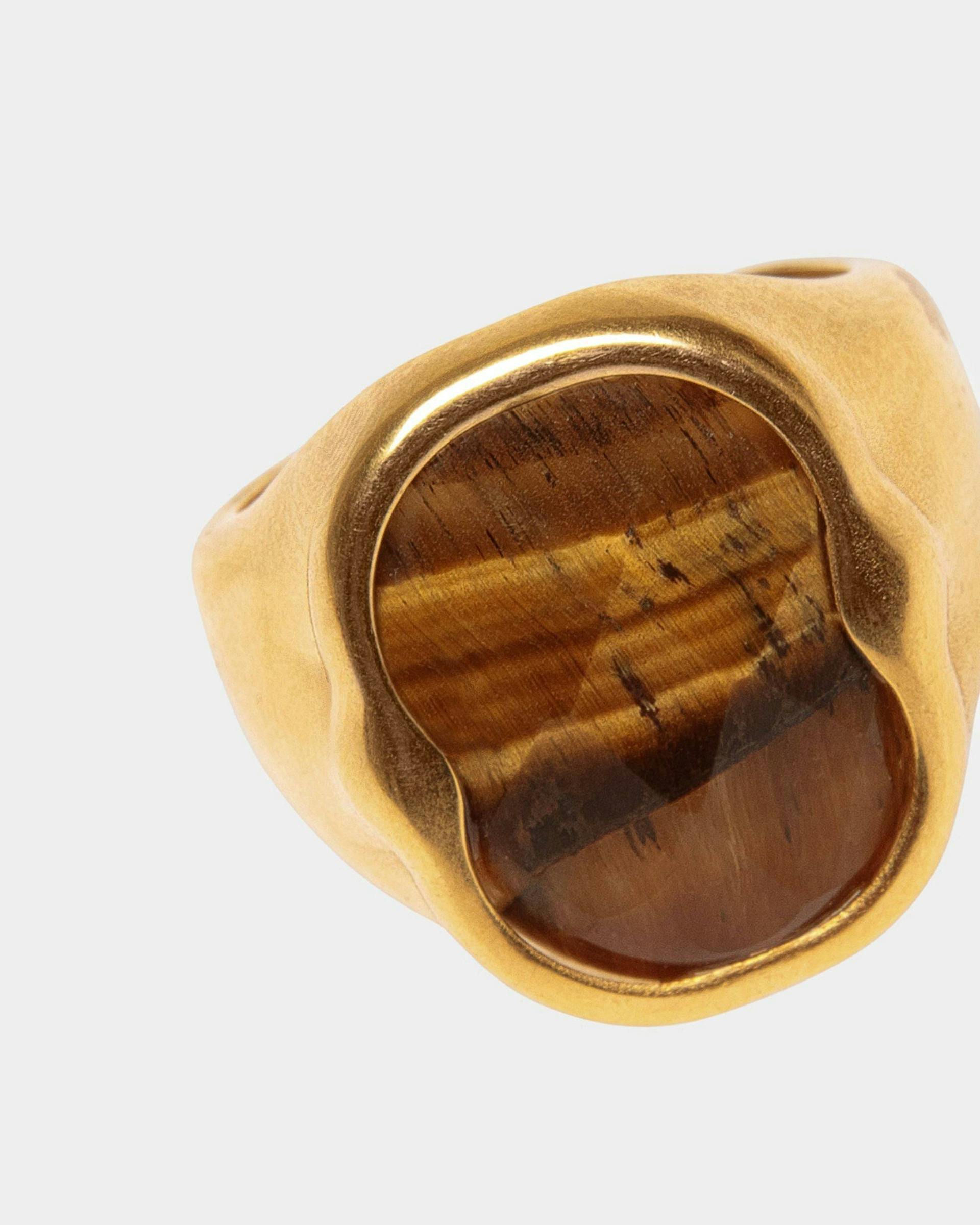 Frame Ring In Hammered Gold - Women's - Bally - 03