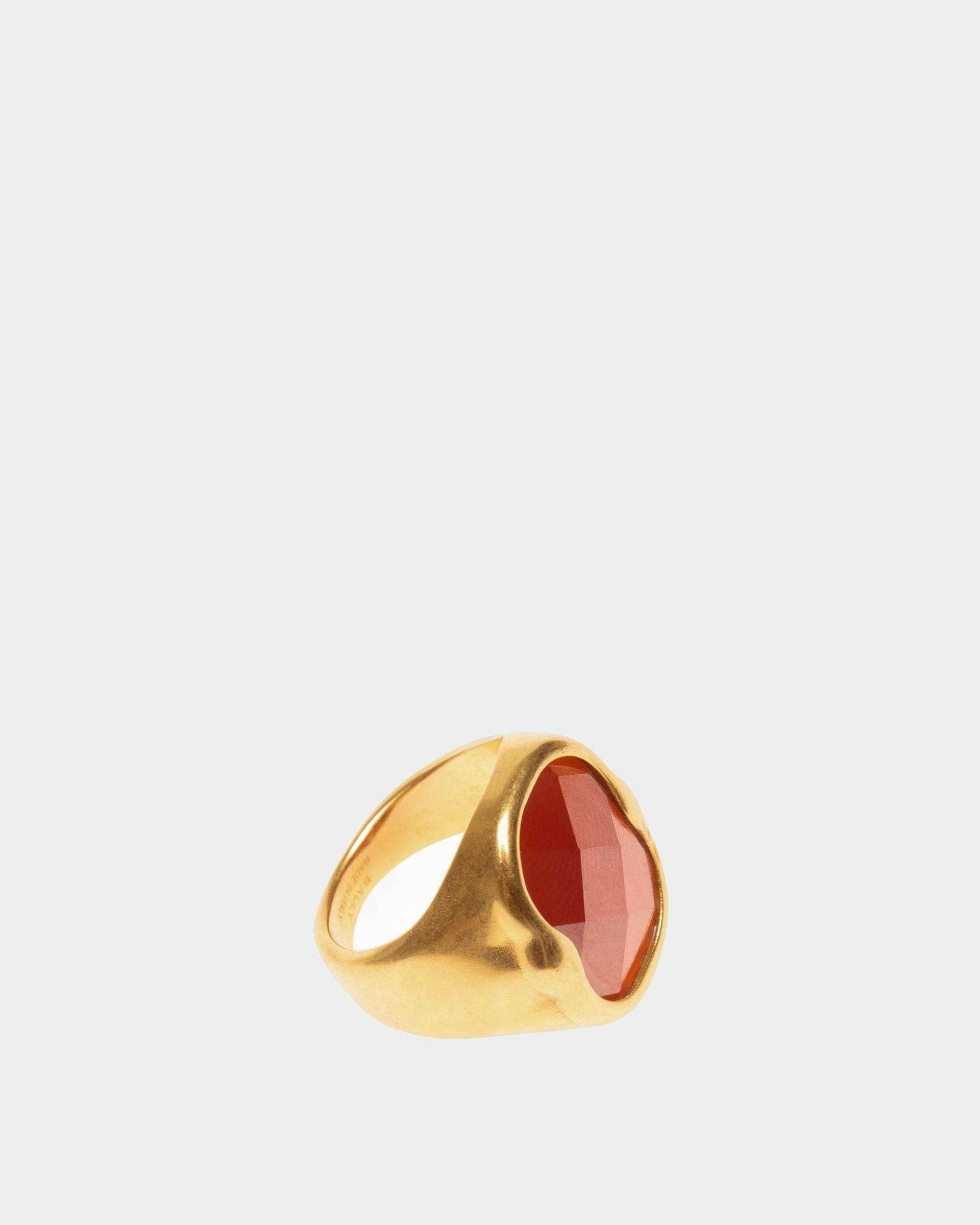 Frame Ring In Hammered Gold - Women's - Bally - 01
