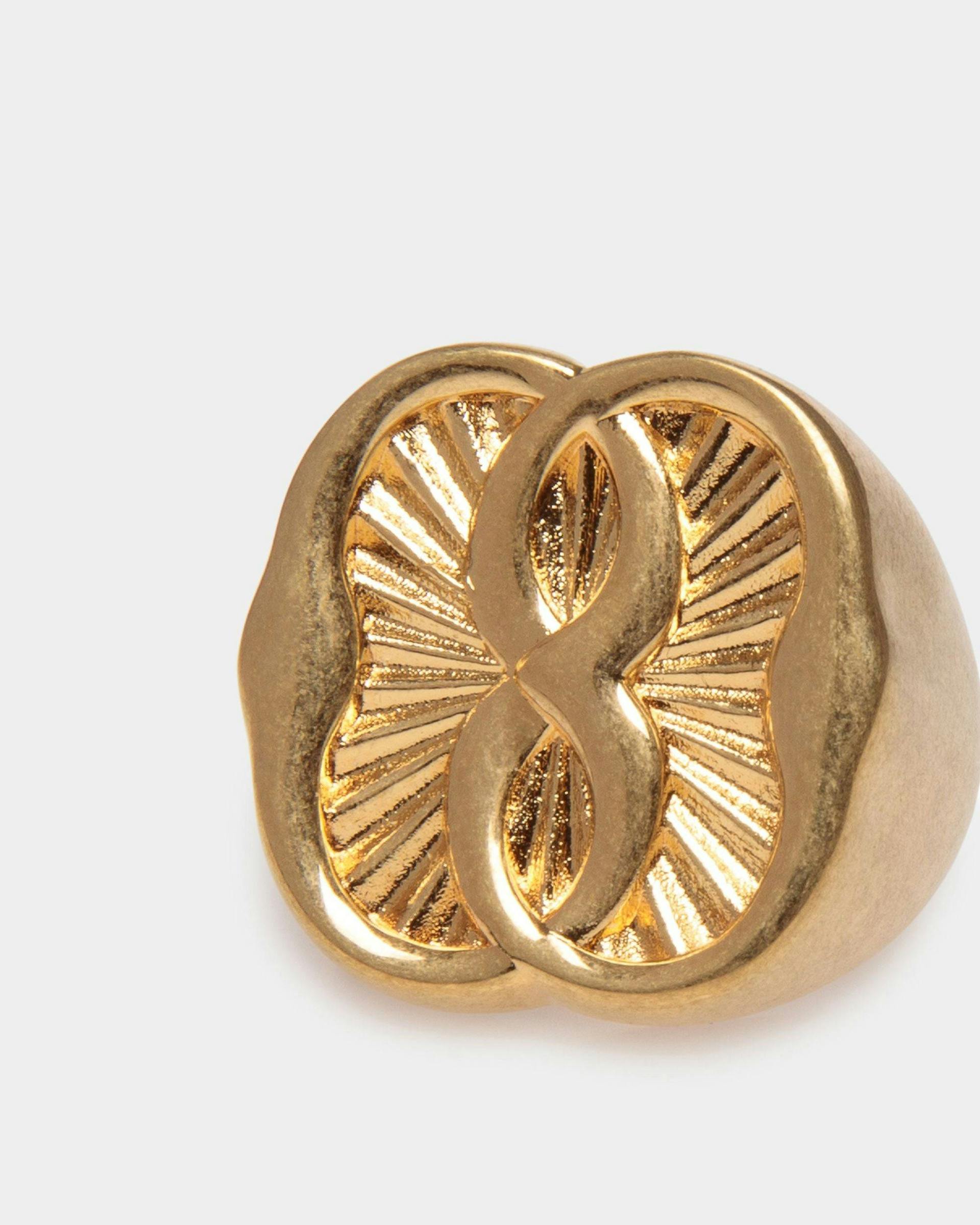 Women's Emblem Ring in Gold Eco Brass | Bally | Still Life Detail