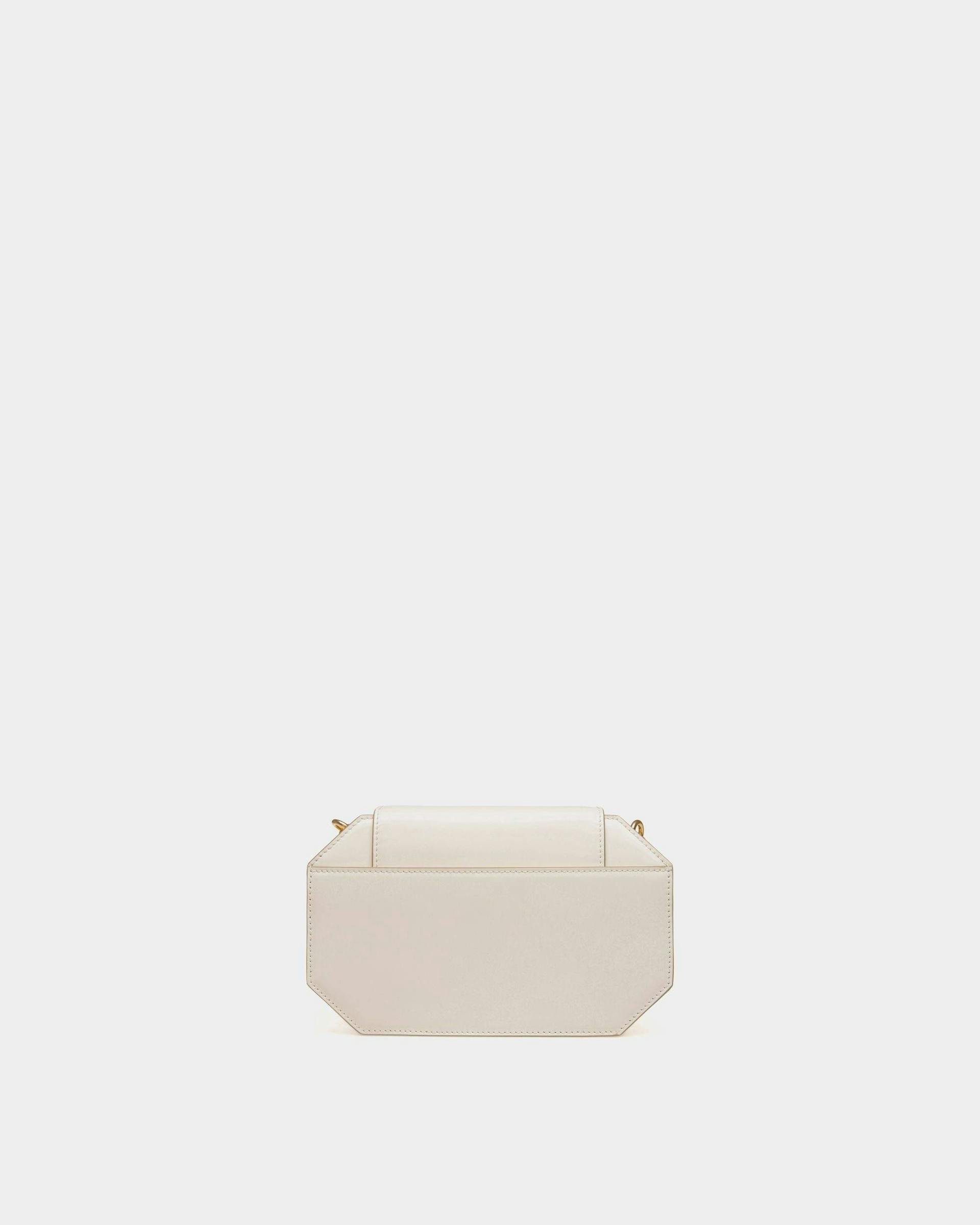 Women's Emblem Mini Bag in White Patent Leather | Bally | Still Life Open / Inside