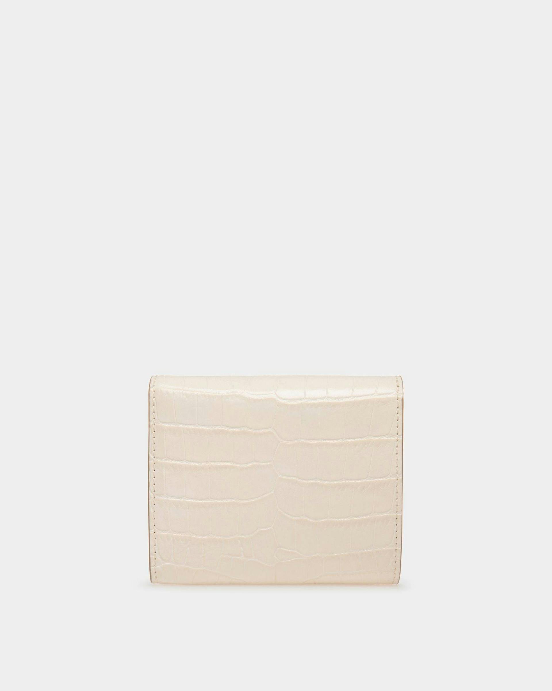 Women's Tilt Wallet In White Crocodile Print Leather | Bally | Still Life Back