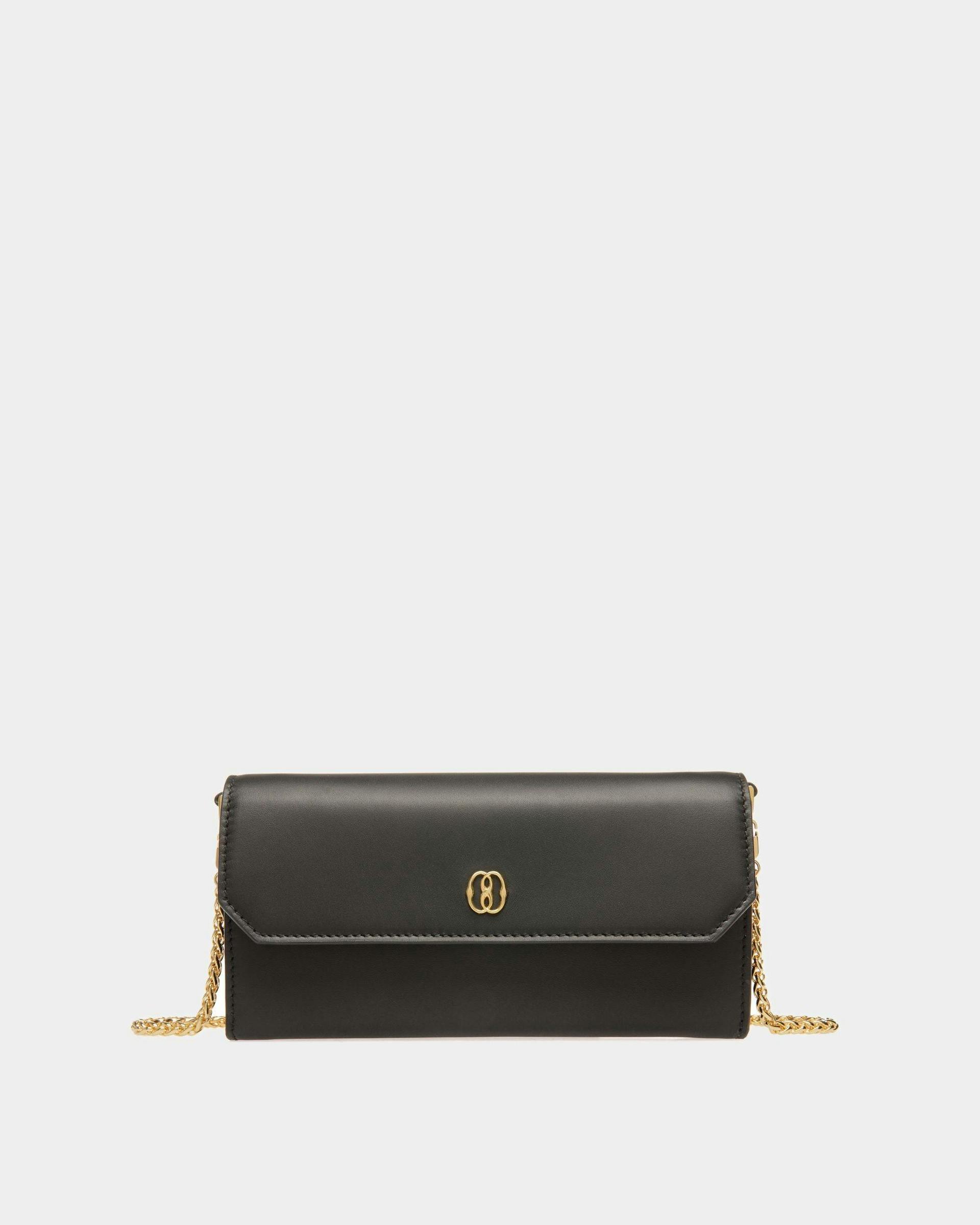 Women's Emblem Travel Wallet In Black Leather | Bally | Still Life Front