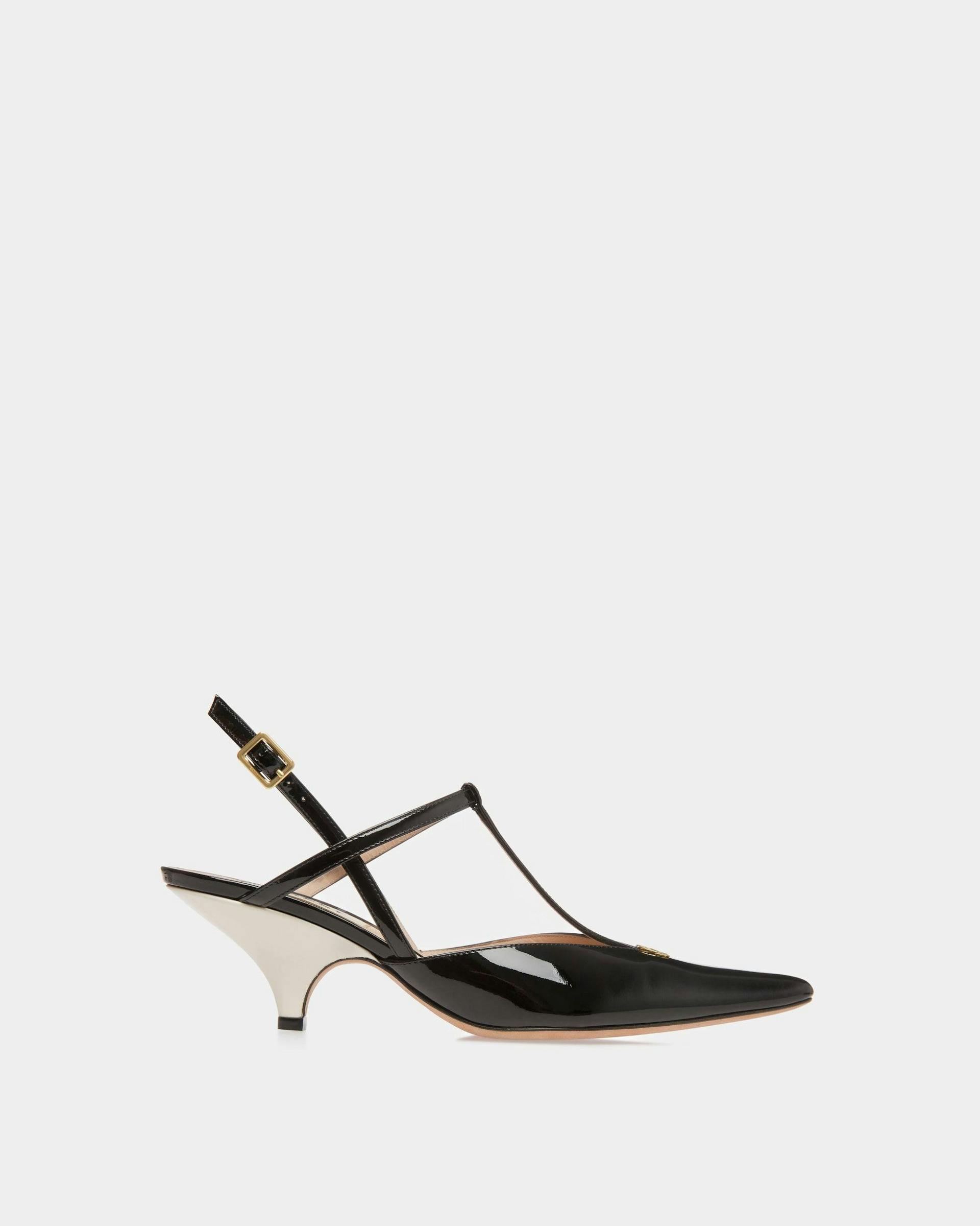 Katy Sling Pump In Black And Bone Leather - Women's - Bally - 01