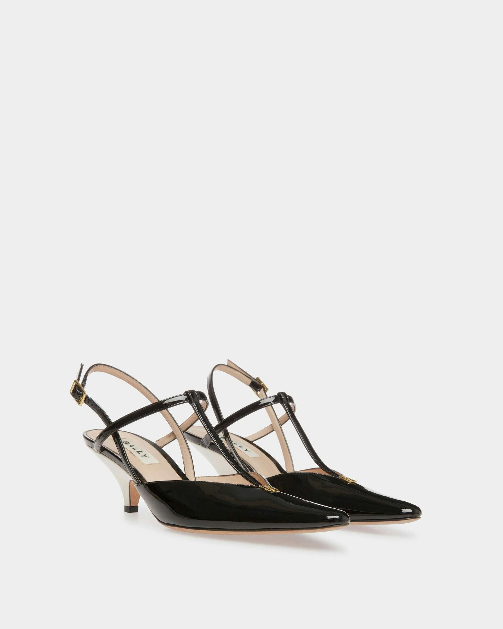 Katy Sling Pump In Black And Bone Leather - Women's - Bally - 03