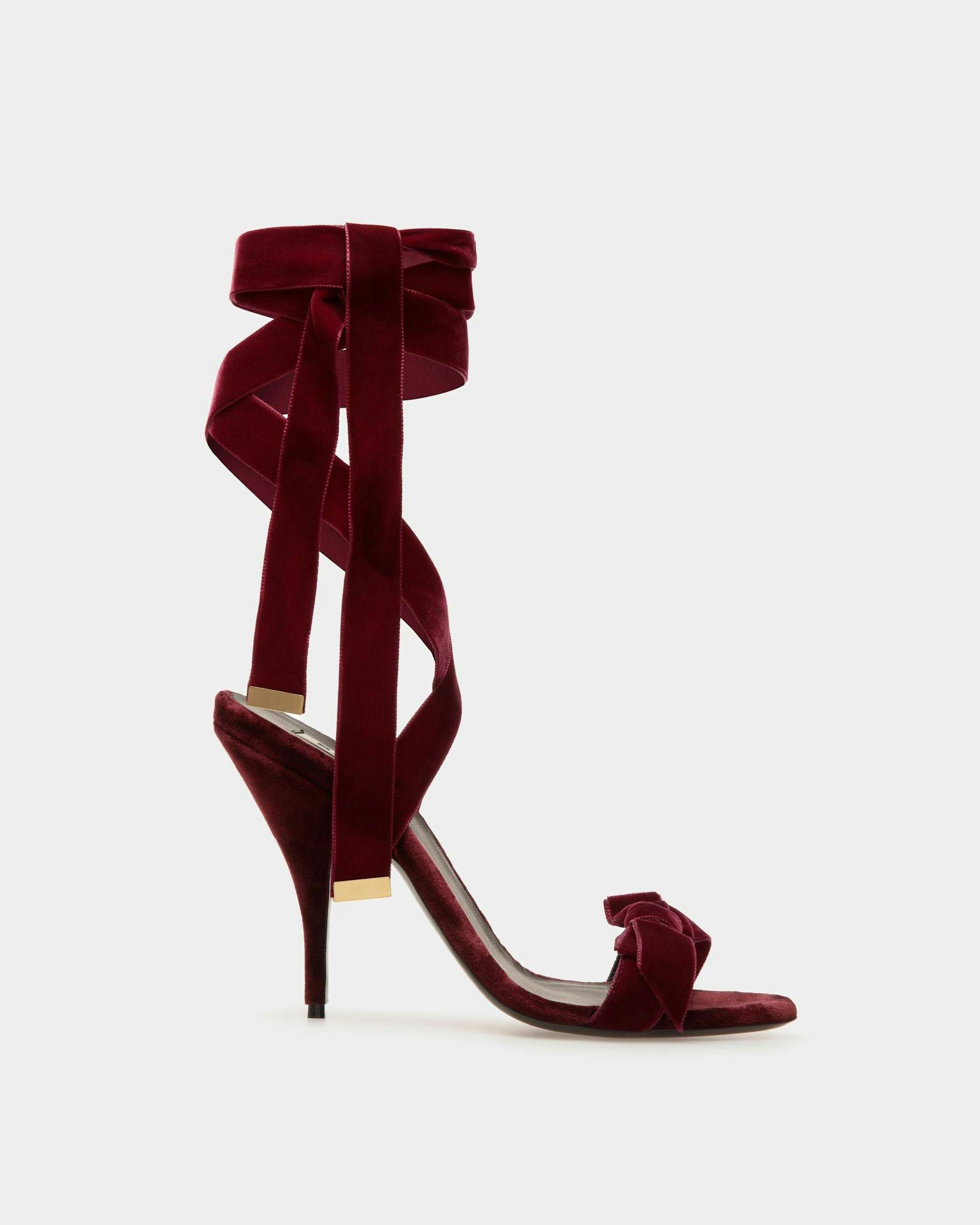 Annita Heeled Sandals In Burgundy Velvet - Women's - Bally - 01