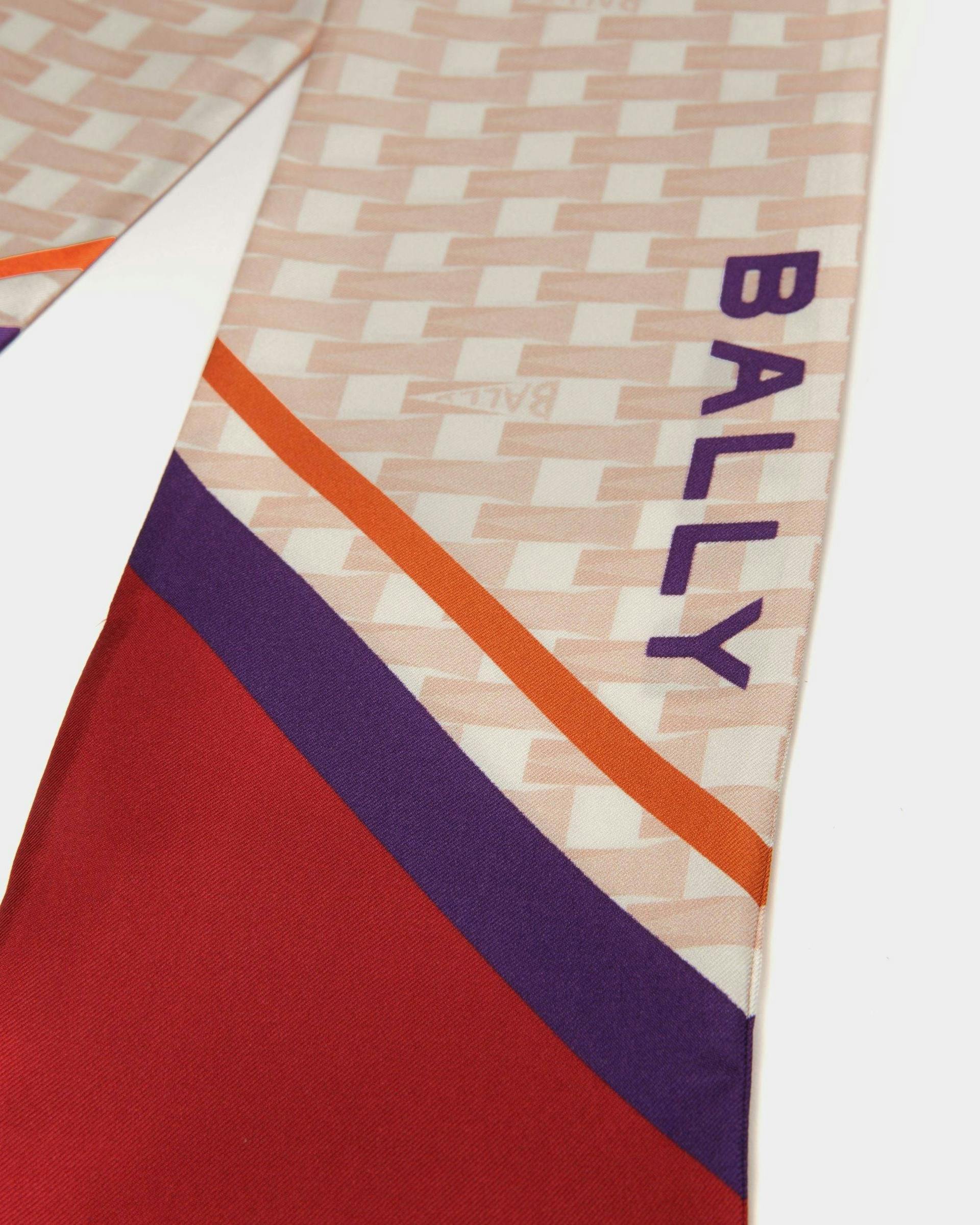 Women's Pennant Print Twilly In Dusty Petal Silk | Bally | Still Life Detail