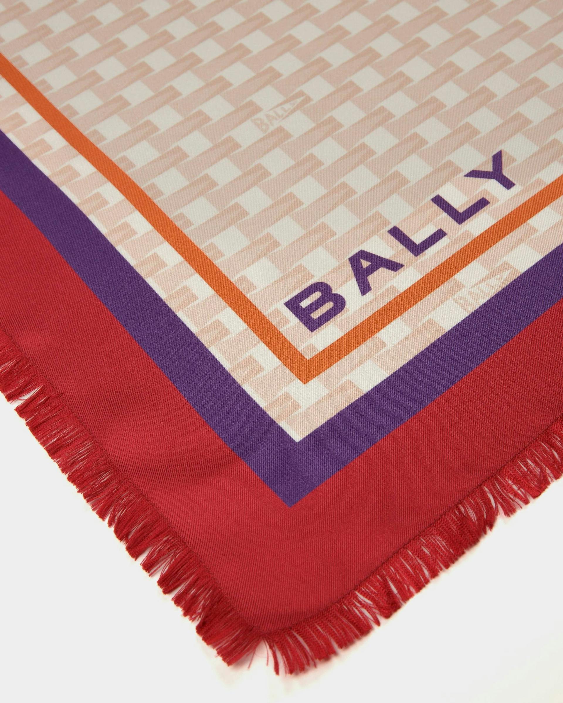 Printed Square Scarf In Dusty Petal Silk - Women's - Bally - 02