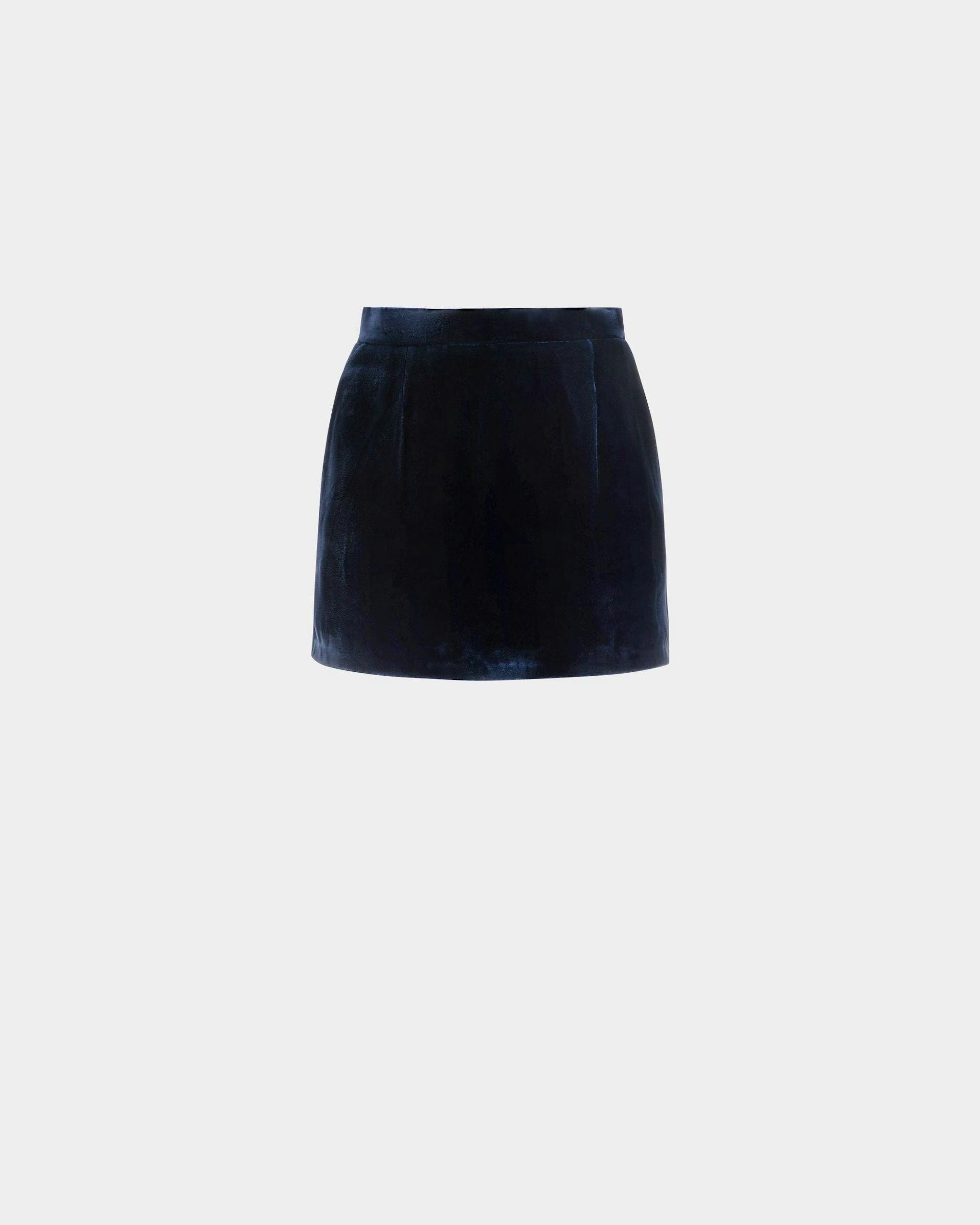 Mini Skirt In Marine Velvet - Women's - Bally - 01