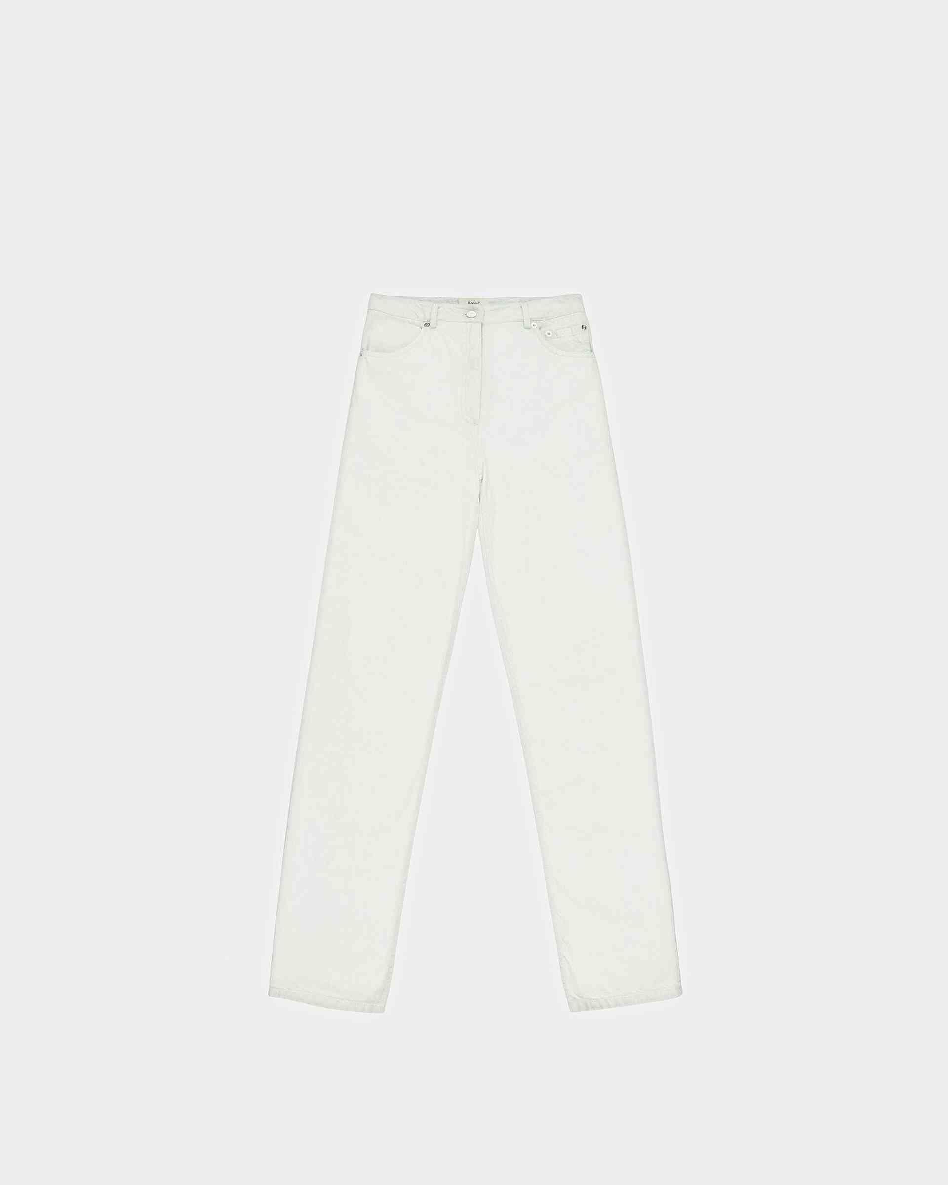 Cotton Denim Trousers In Bleached White - Women's - Bally
