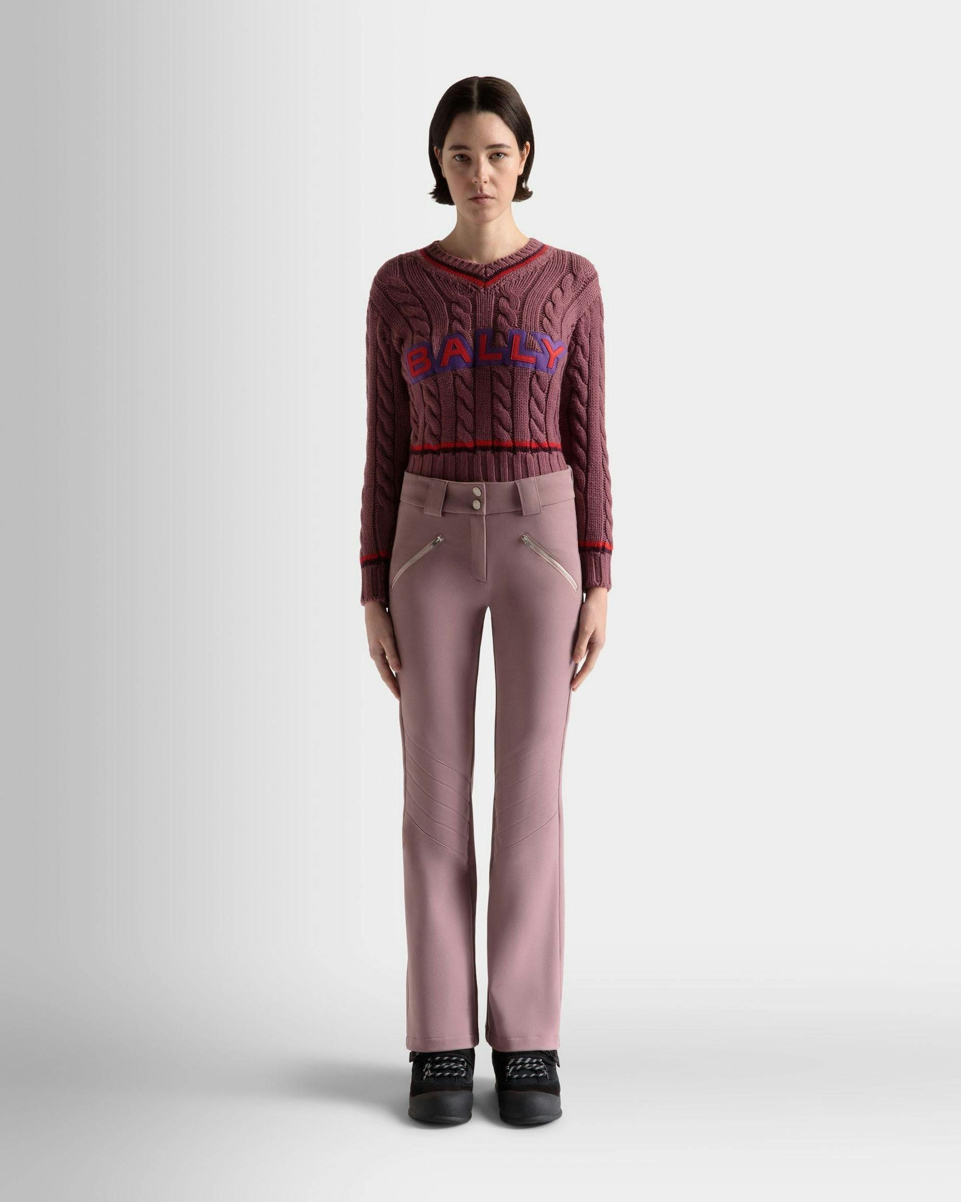 Women's Flared Stretch Pants In Light Pink | Bally | On Model Front