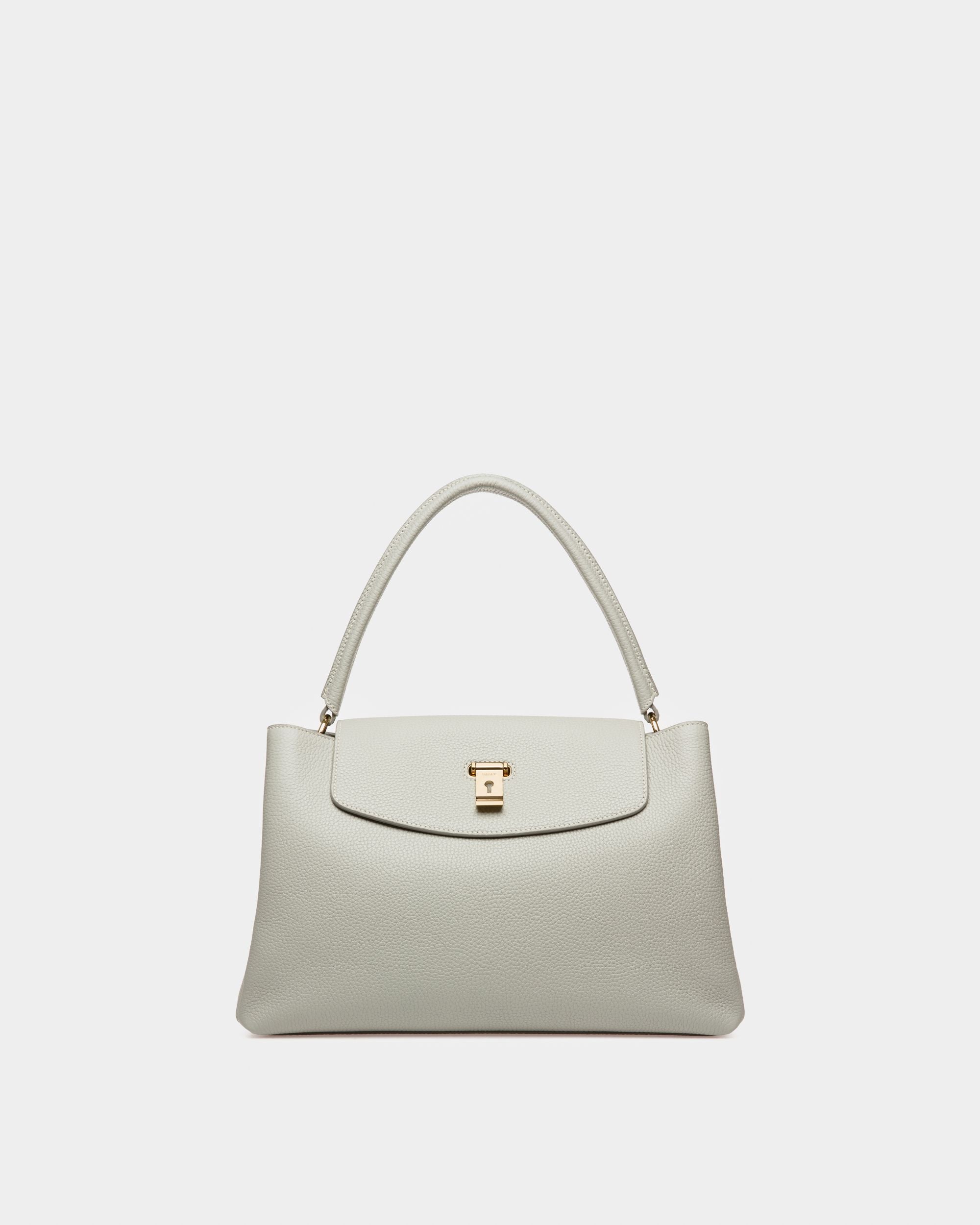 Layka Leather Top Handle Bag In Light Blue - Women's - Bally - 01