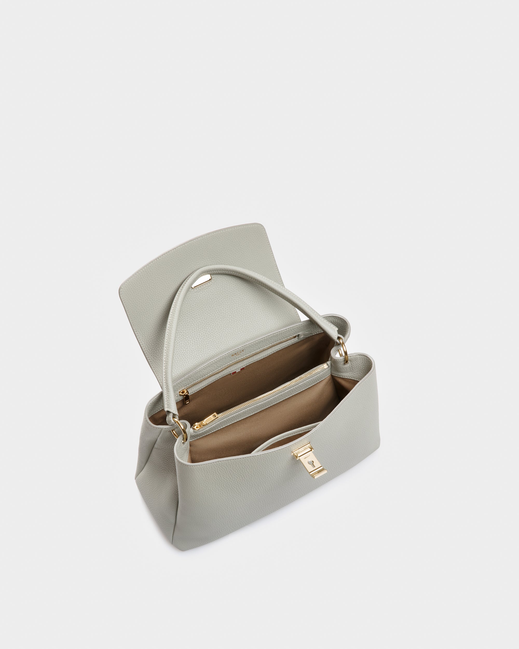 Layka Leather Top Handle Bag In Light Blue - Women's - Bally - 03