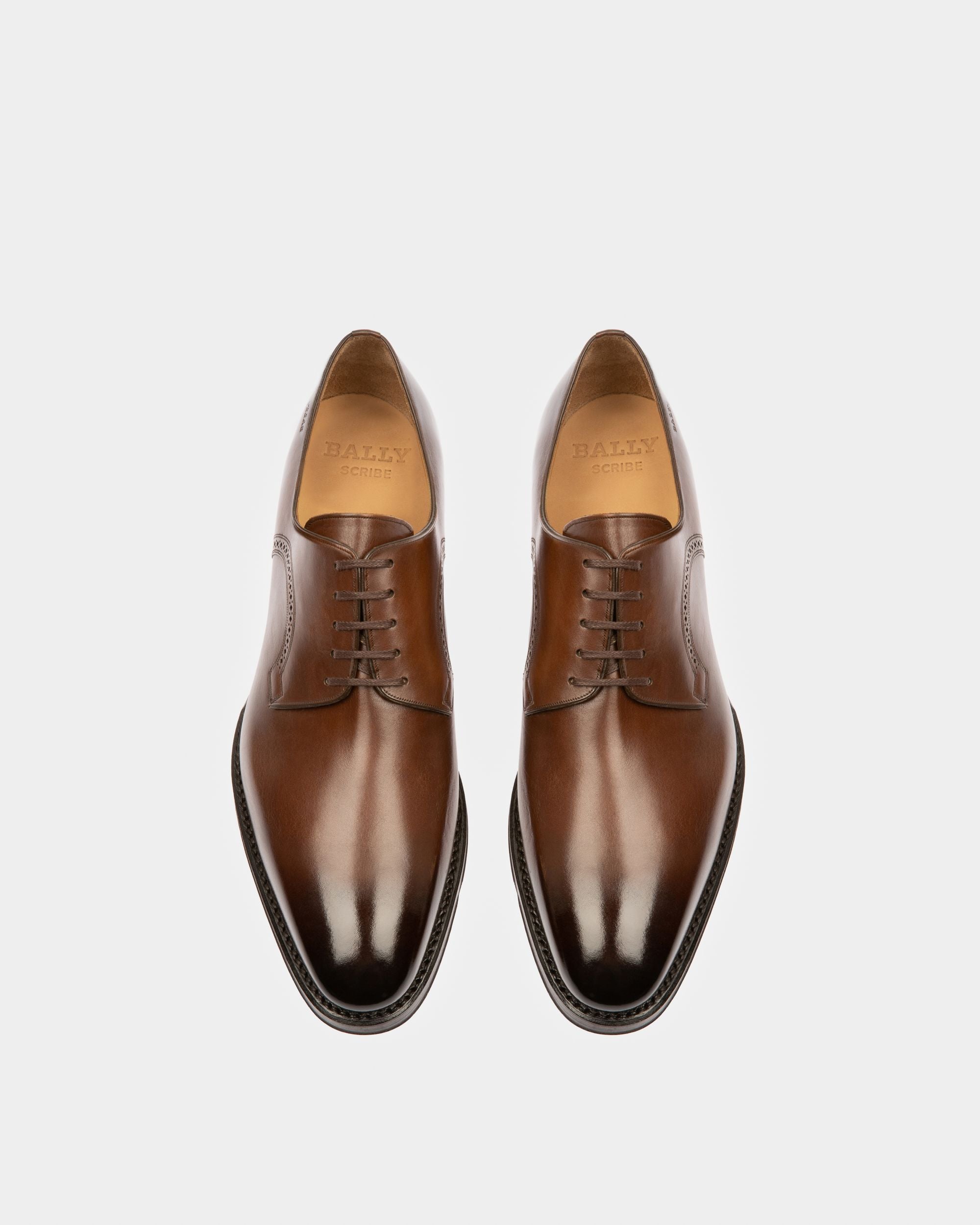 Scamardo Men's Leather Derby Lace-Up Shoe In Mid Brown - Men's - Bally - 02